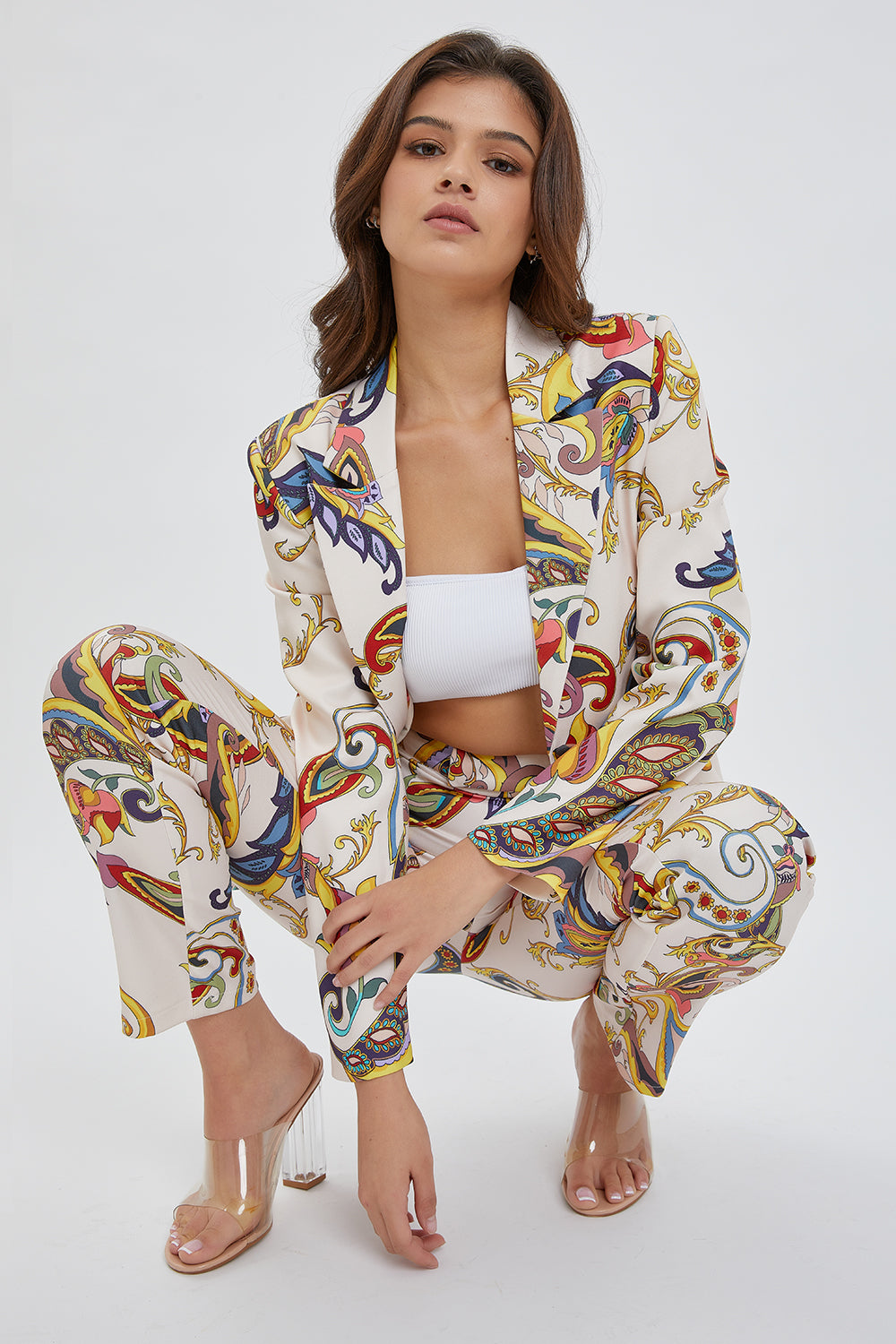 Royal Paisley Lapel Blazer and Pant Suit