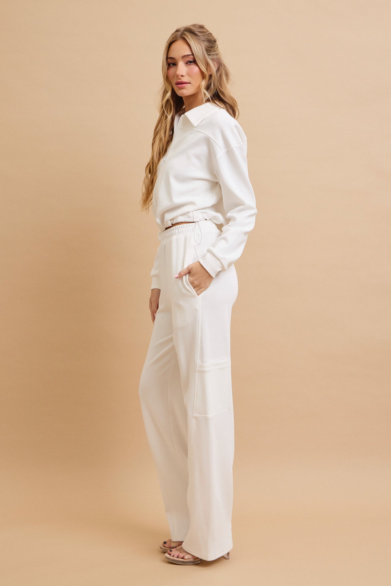 Aveline Knit Collar Zip Up Jacket and Pants Set