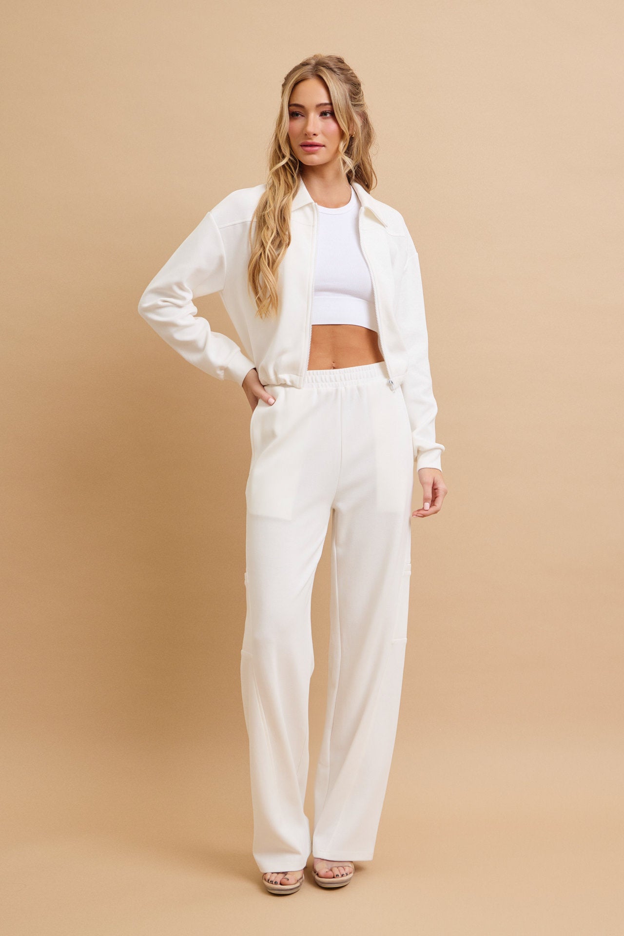 Aveline Knit Collar Zip Up Jacket and Pants Set