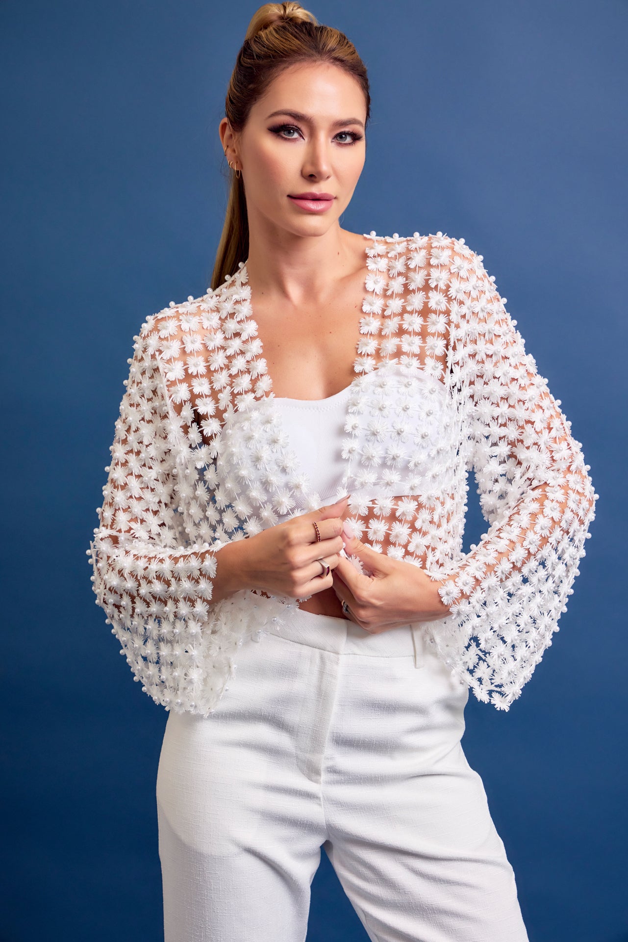 Set On You Pearl Crochet Flower Cardigan