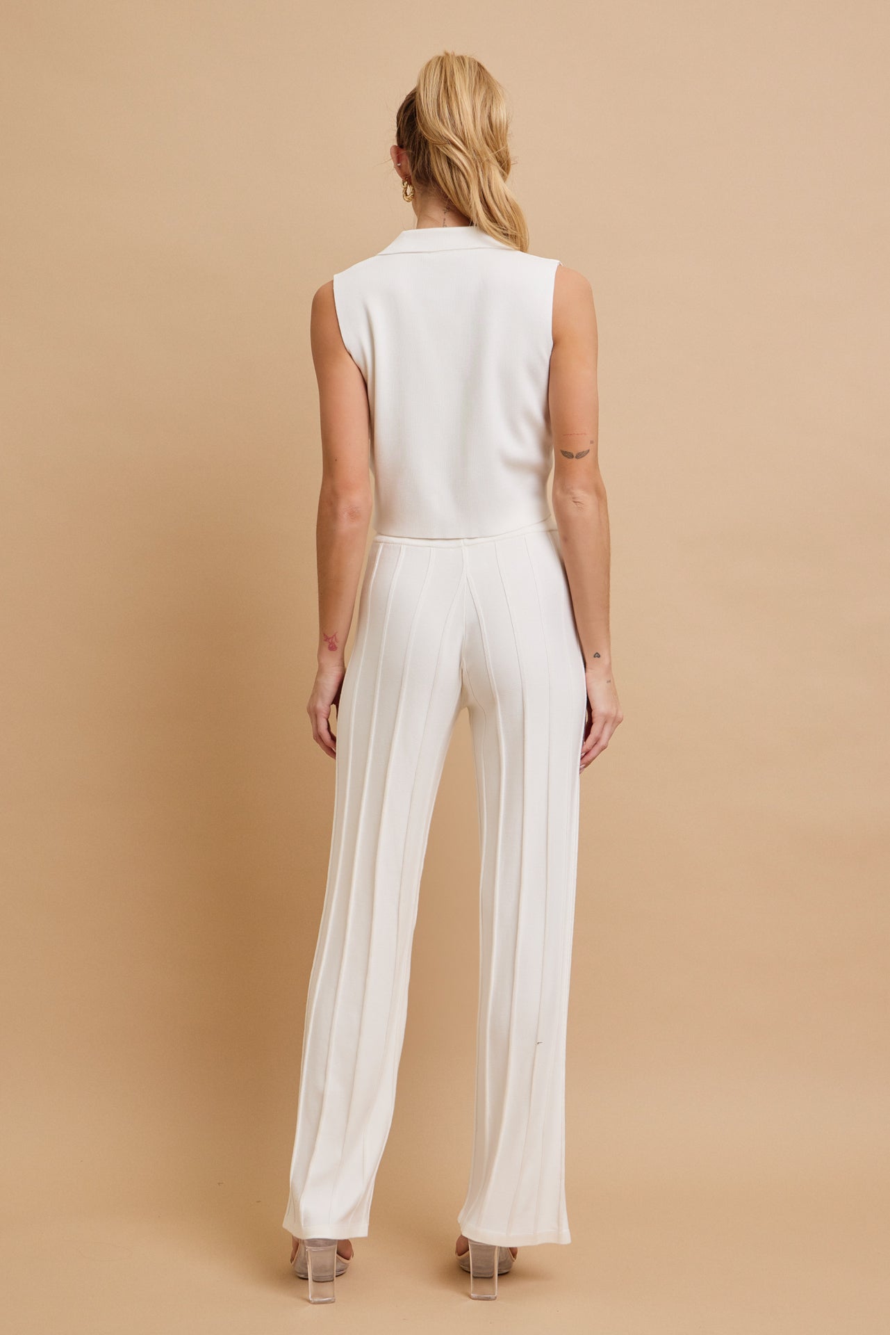 Effortless Elegance Knit Vest With Pleated Pants