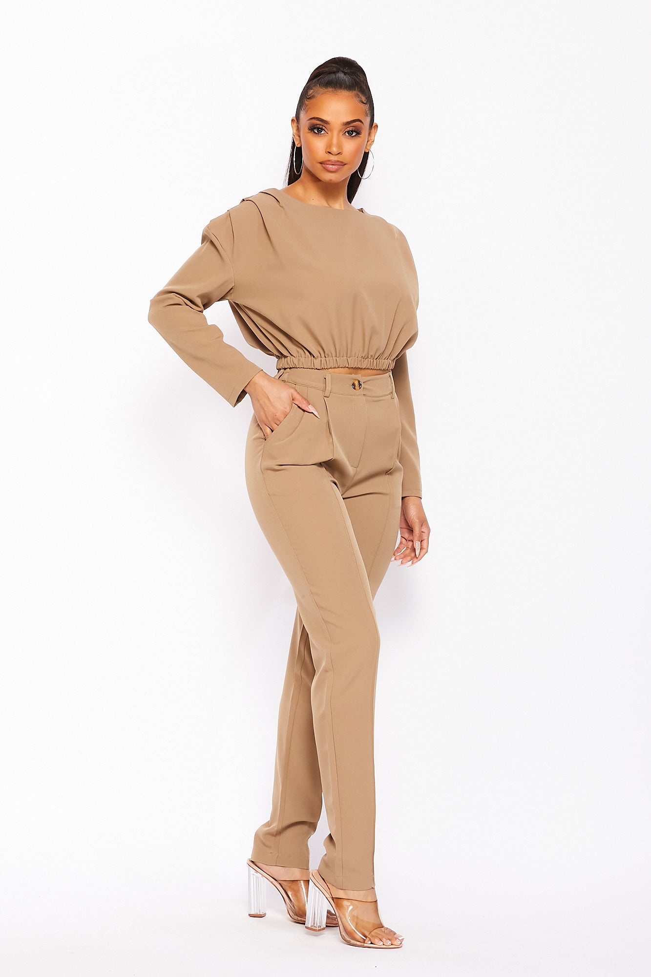 2pc Woven Long Sleeve Pants Set