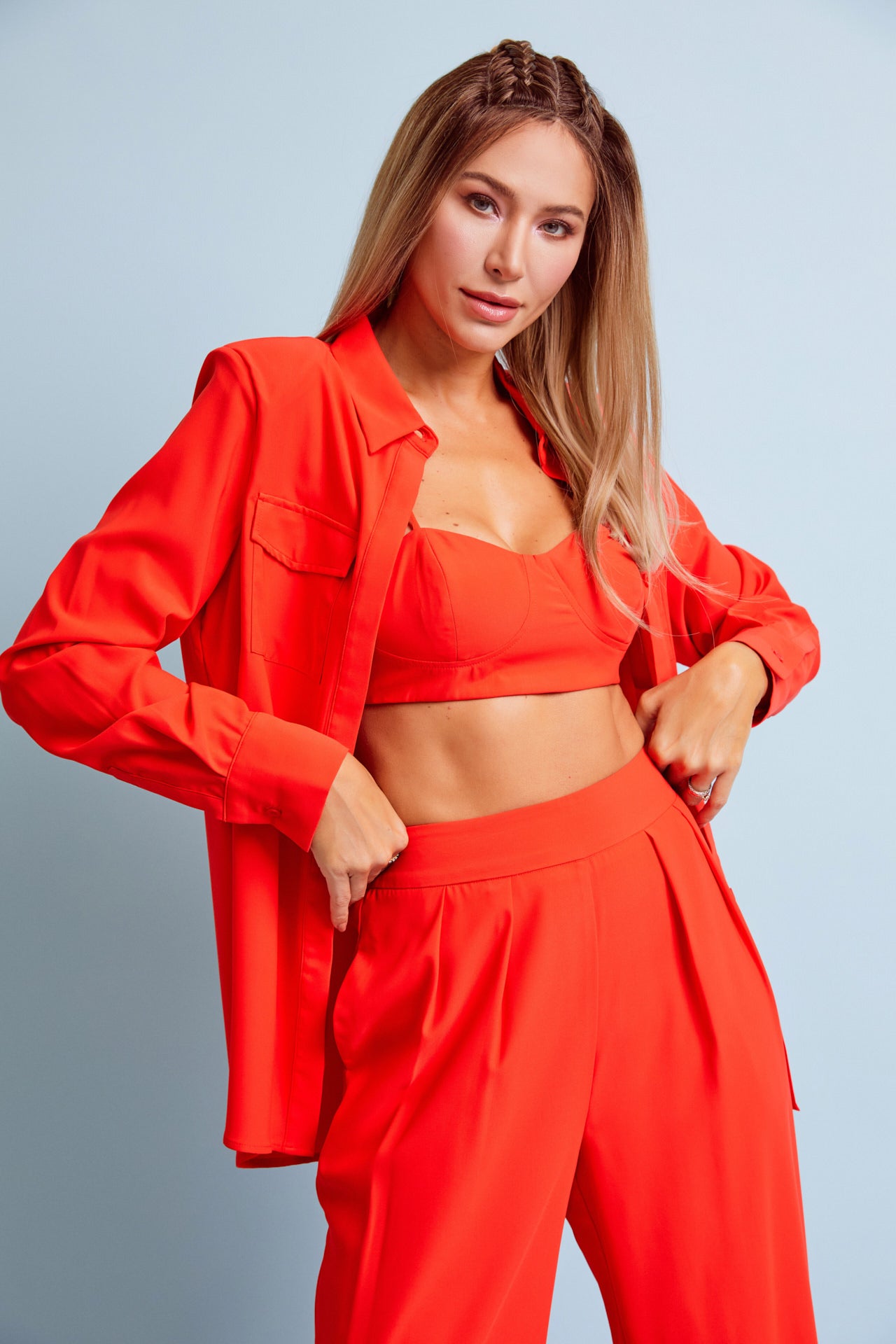 3 Piece Button Up Satin Set