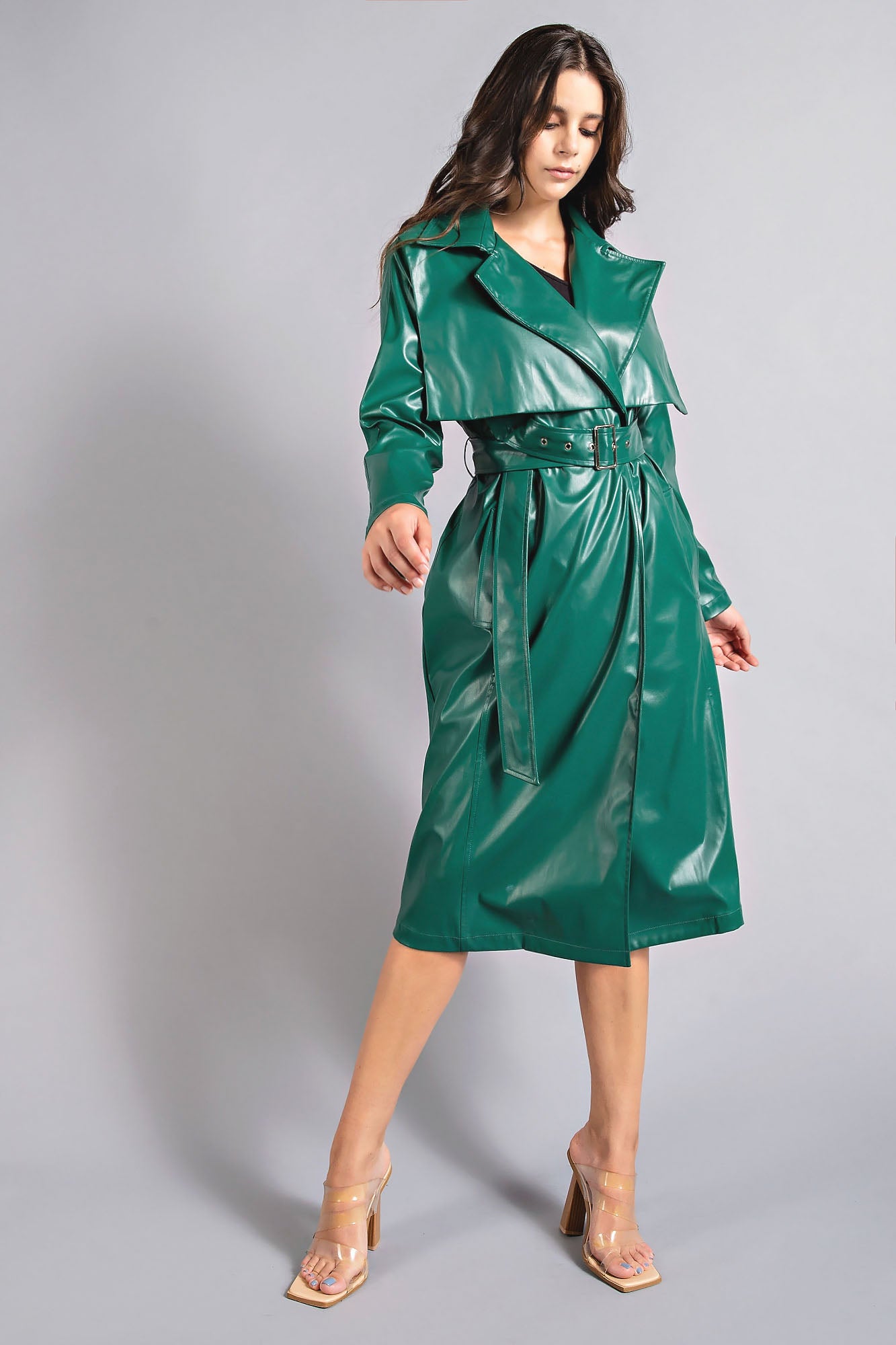 Vegan Leather Trench Coat