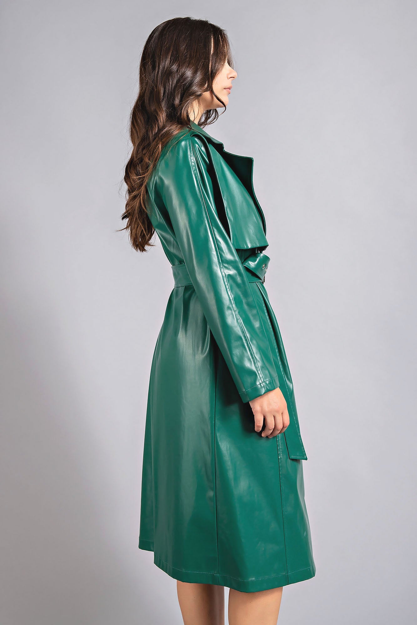 Vegan Leather Trench Coat