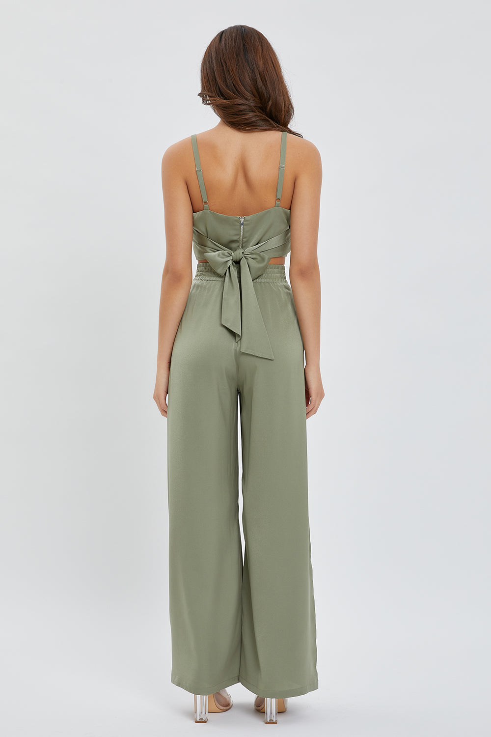 Twisted Front Crop Top & Wide Leg Pants