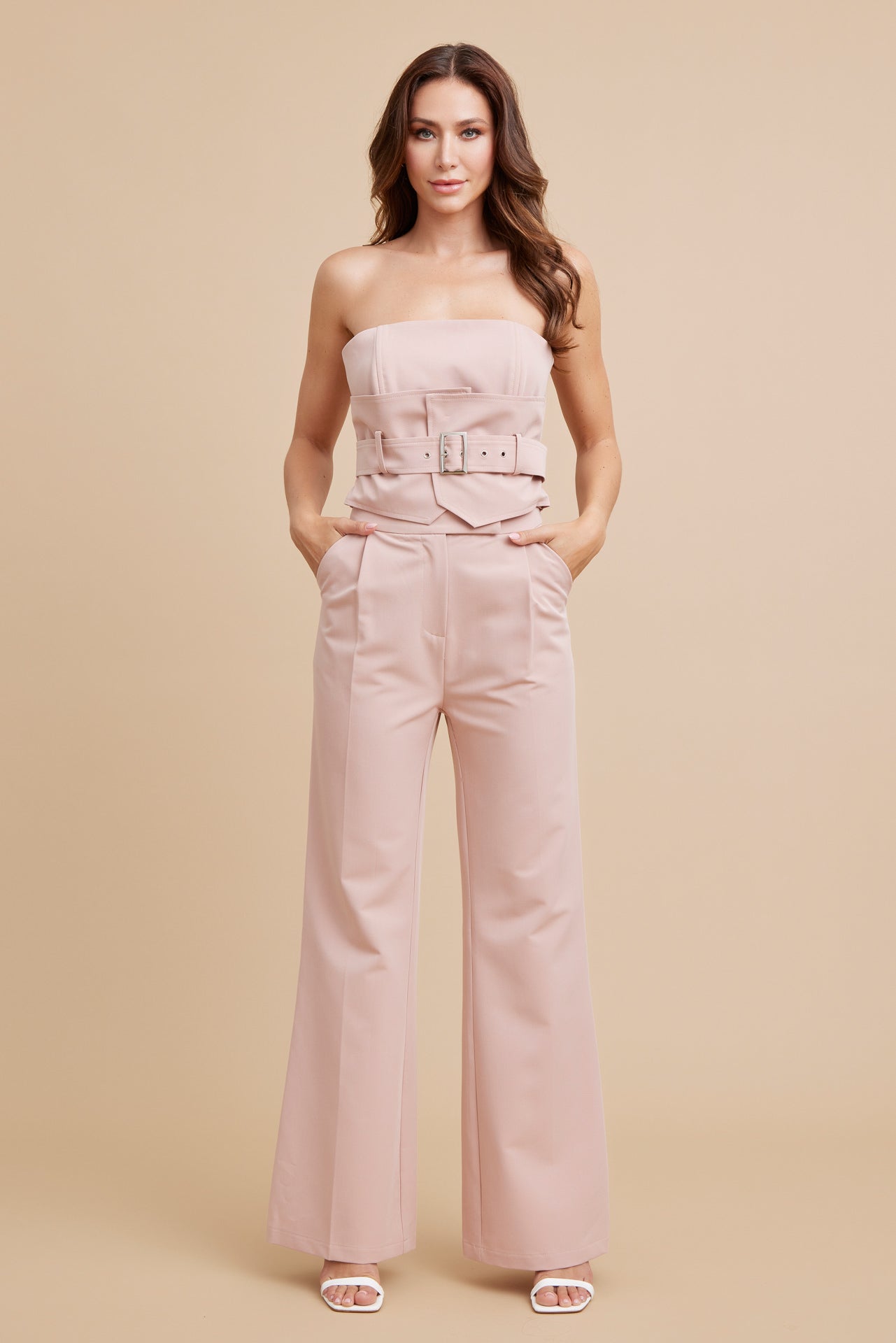 Woven Bustier Tube Top and Pants Set