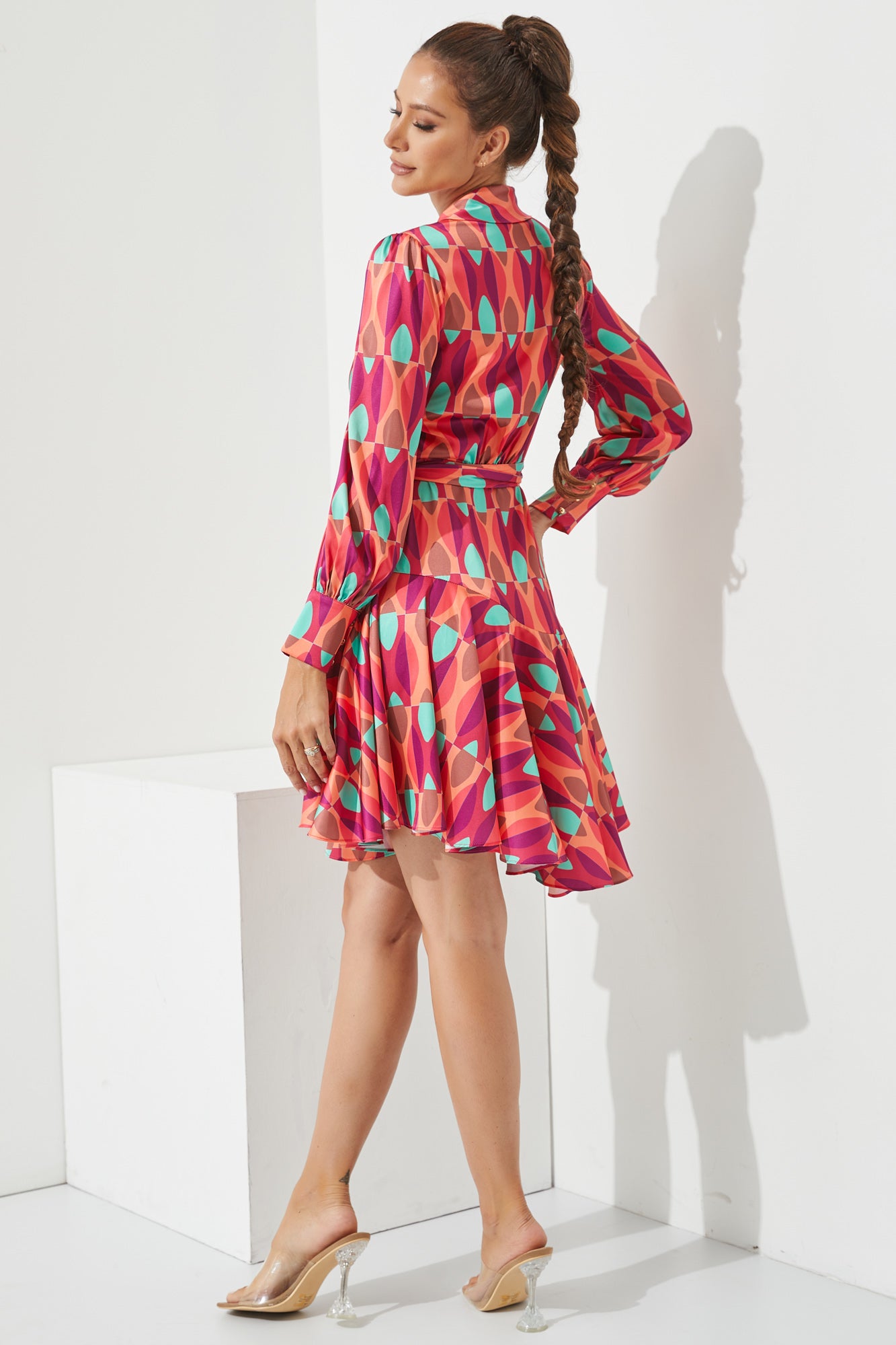 Woven Printed Mini Wrap Dress