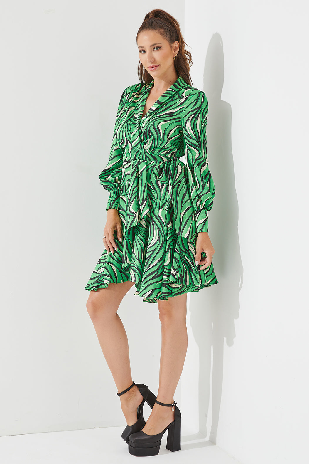 Woven Print Wrap Dress