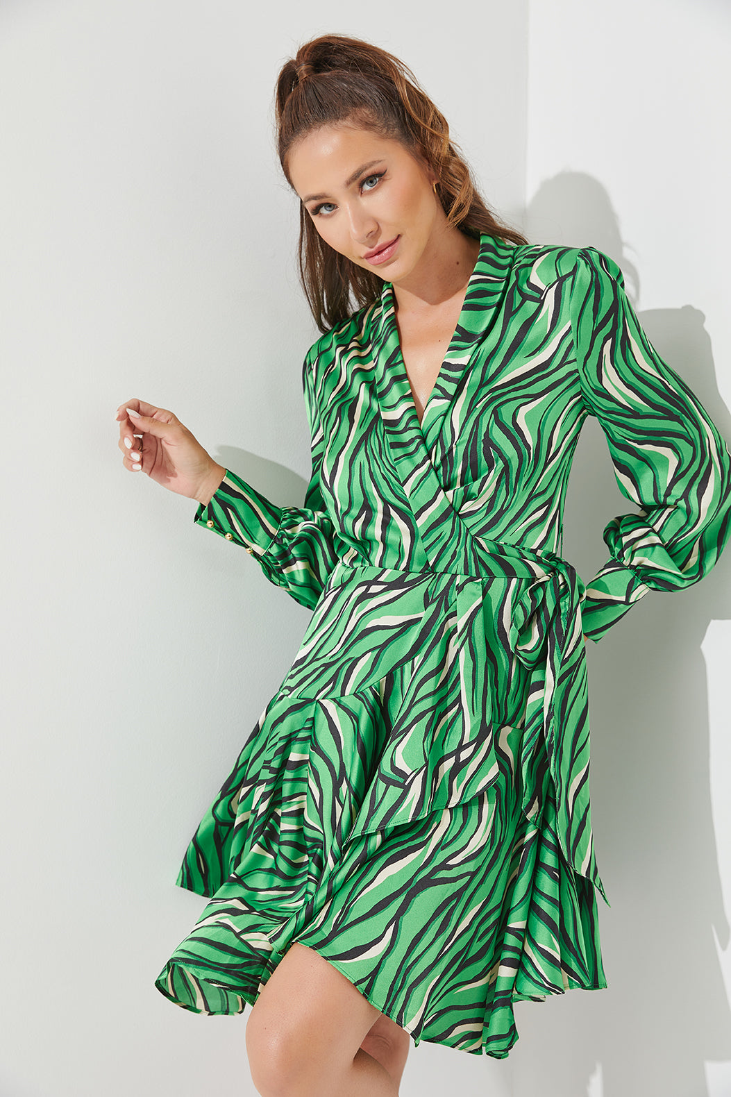 Woven Print Wrap Dress