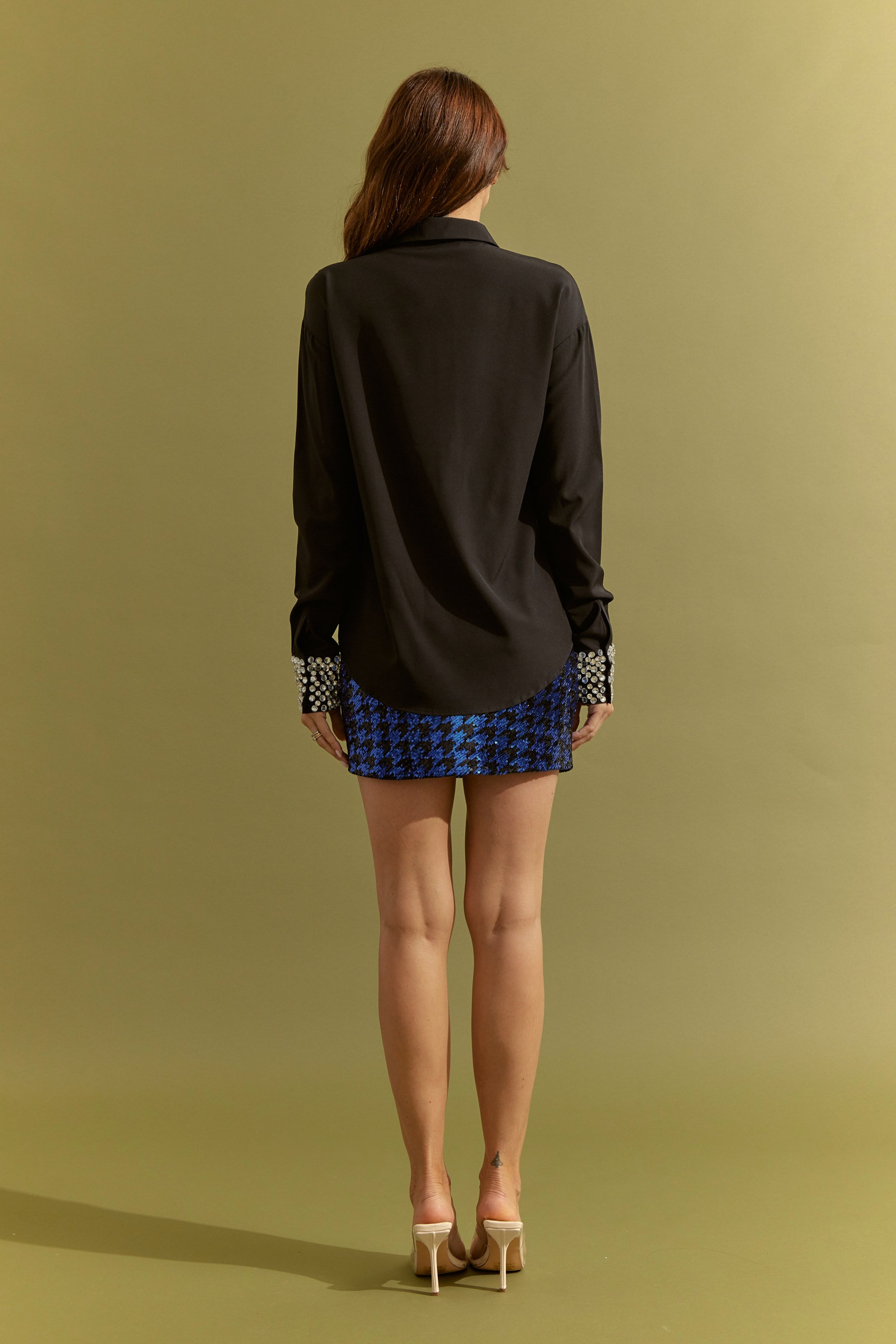 Embellished Long Sleeve Shirt & Skirt Set