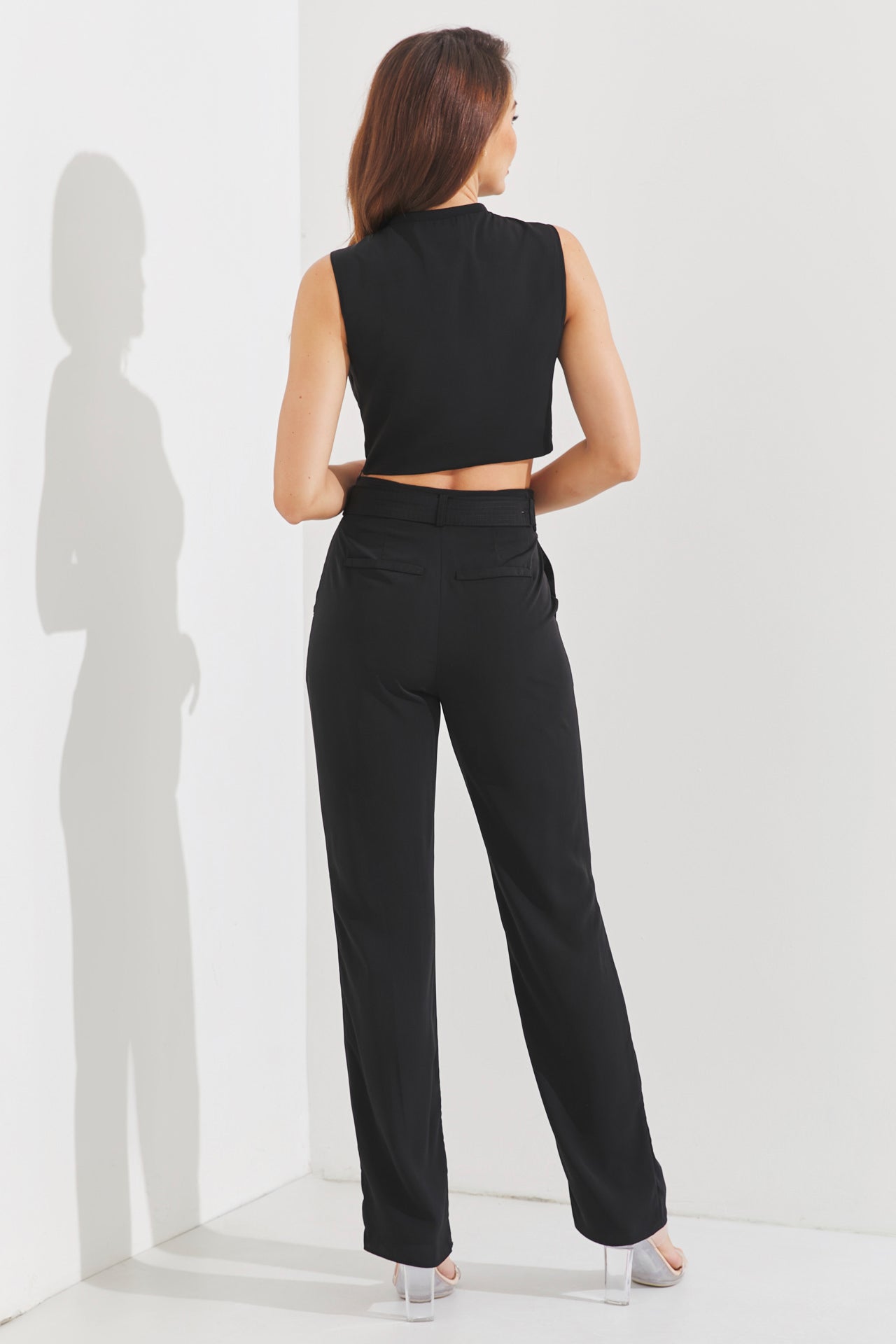 Woven Twisted Crop Top & Pants Set