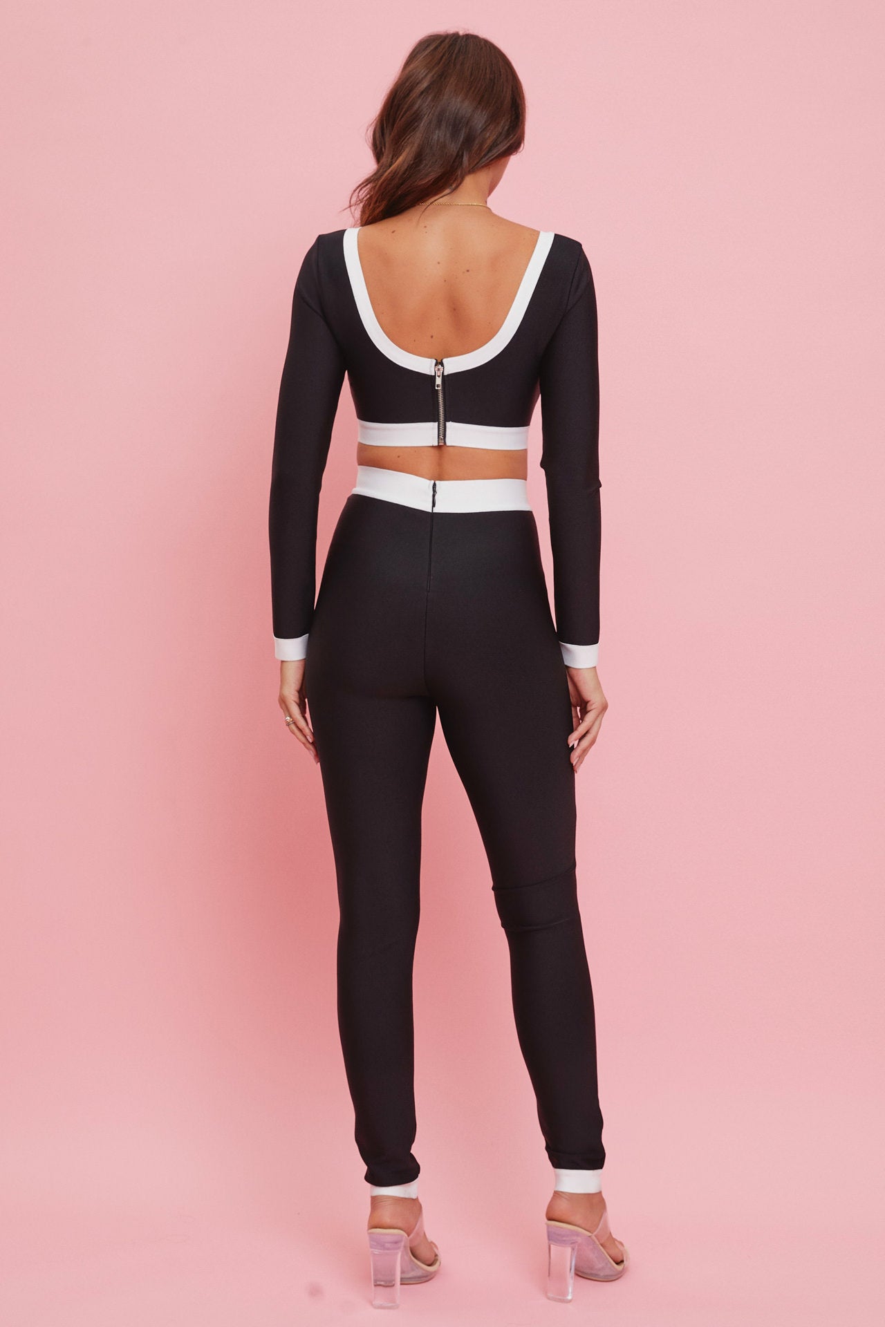 Bandage Long Sleeve Crop Top and Pants