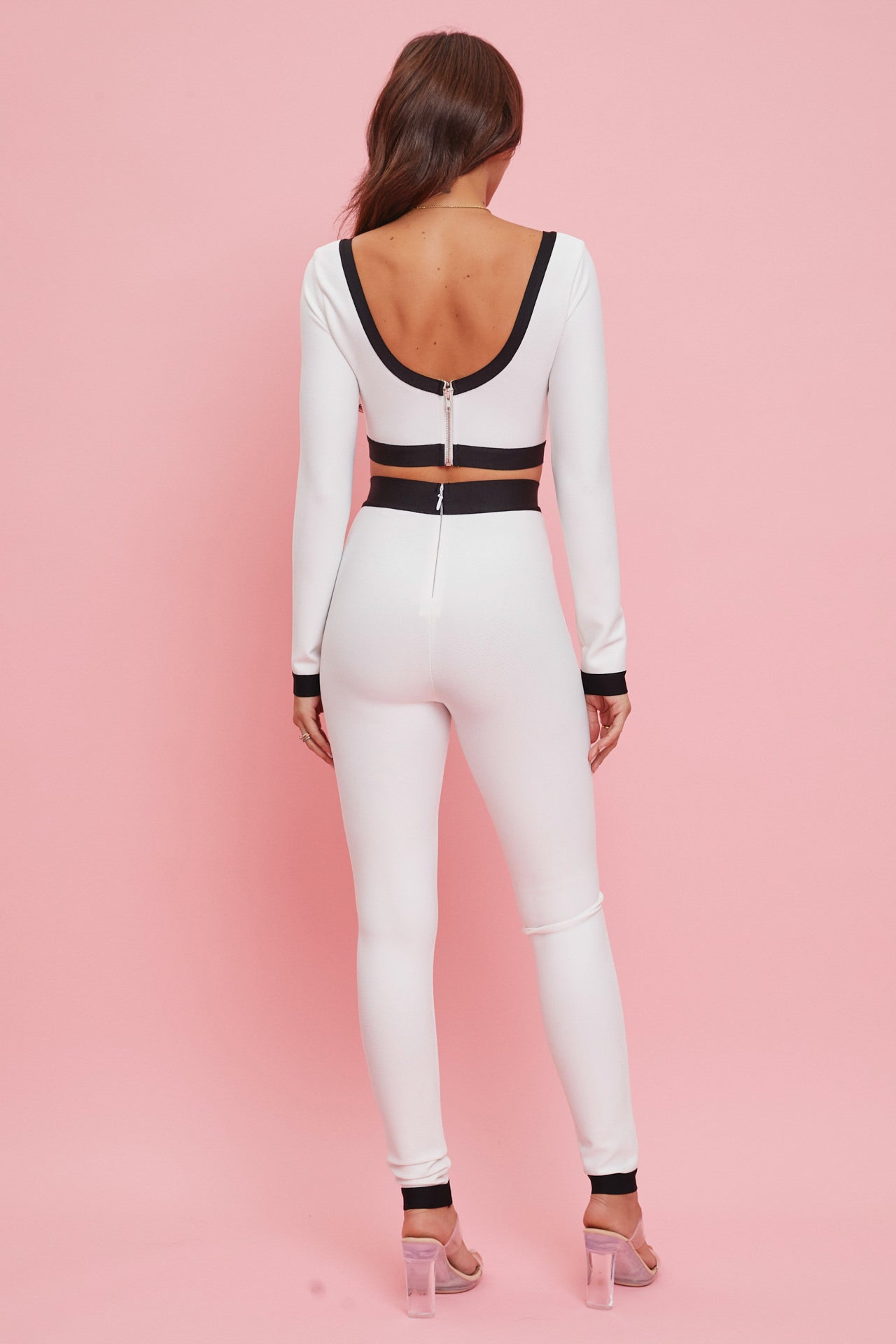 Bandage Long Sleeve Crop Top and Pants