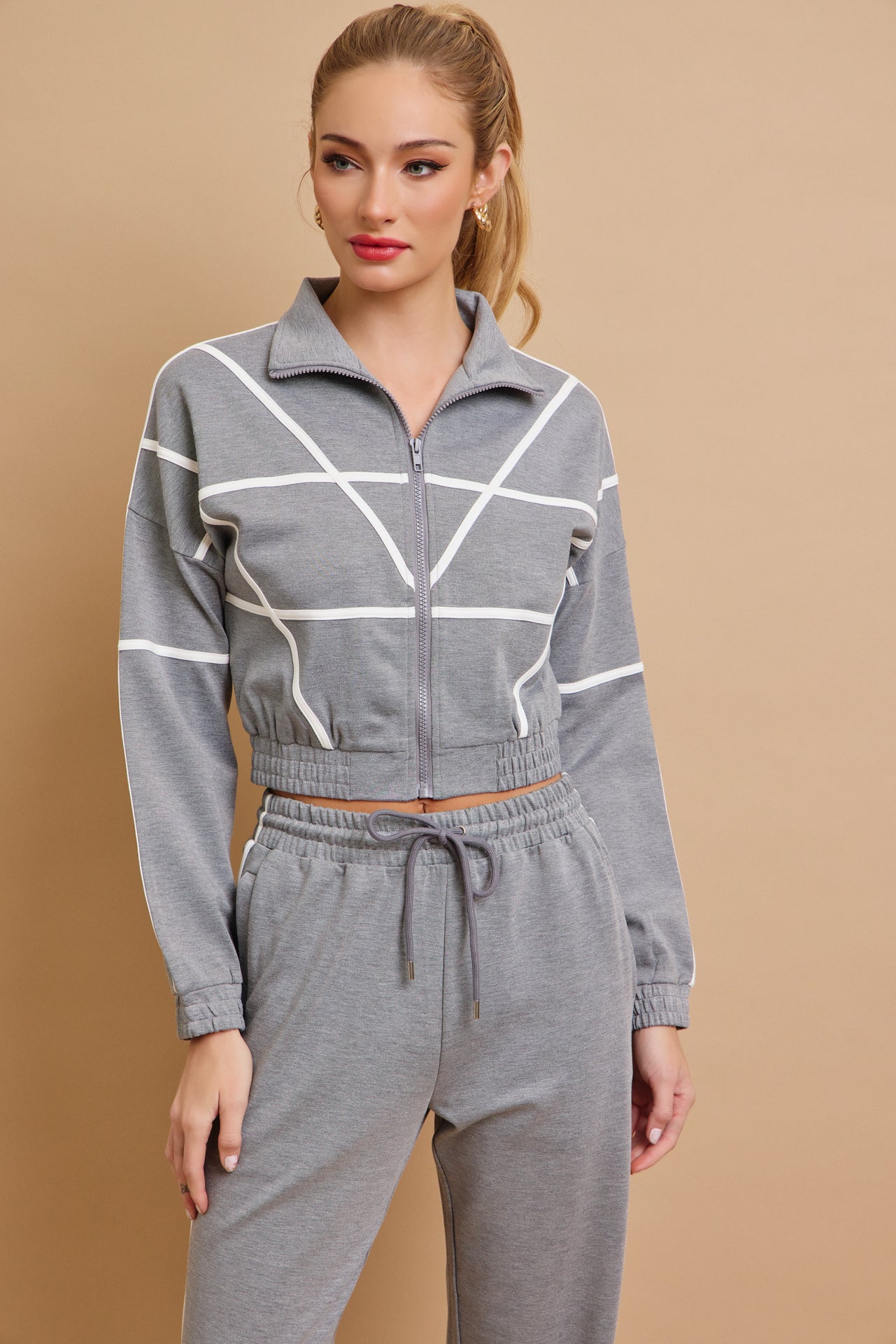 Andrea Knit tracksuit with contrast stripes