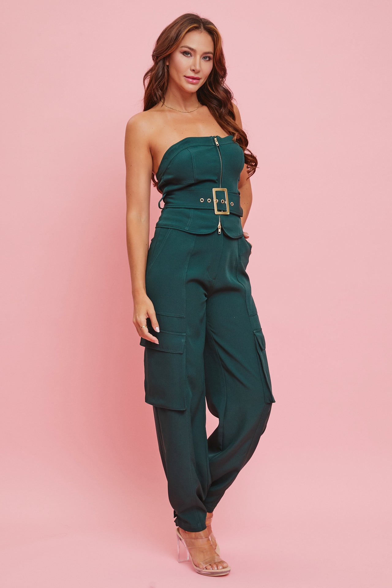 Woven Cargo Tube Top and Pants Set