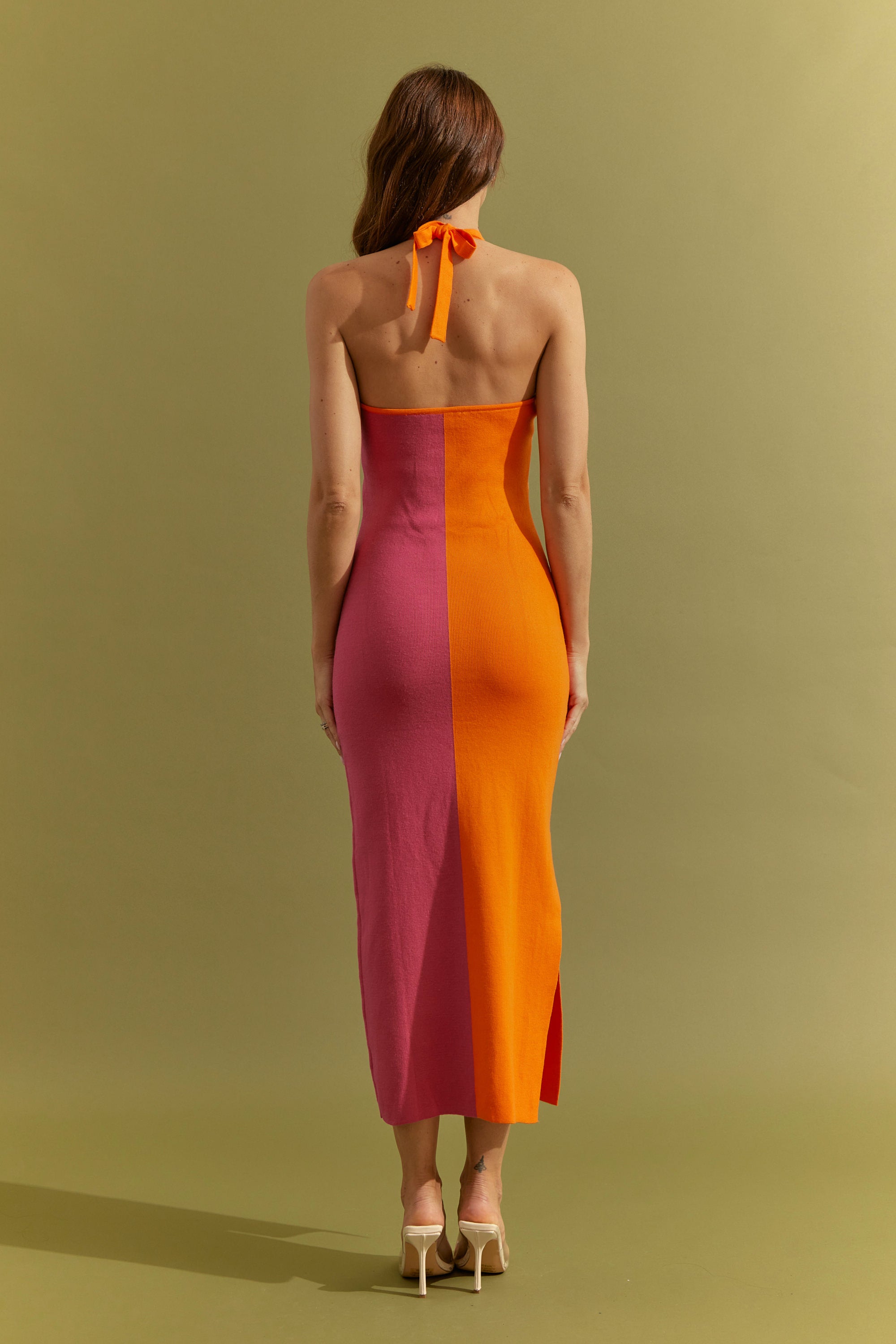Knit Colorblock Maxi Dress and Cardigan Set