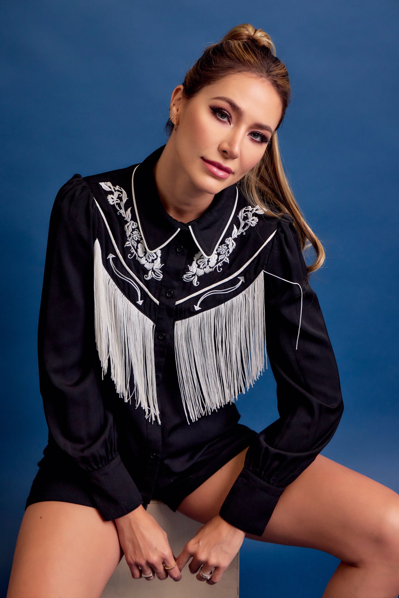 Western Cutie Embroidered Fringe Shirt and Shorts Set