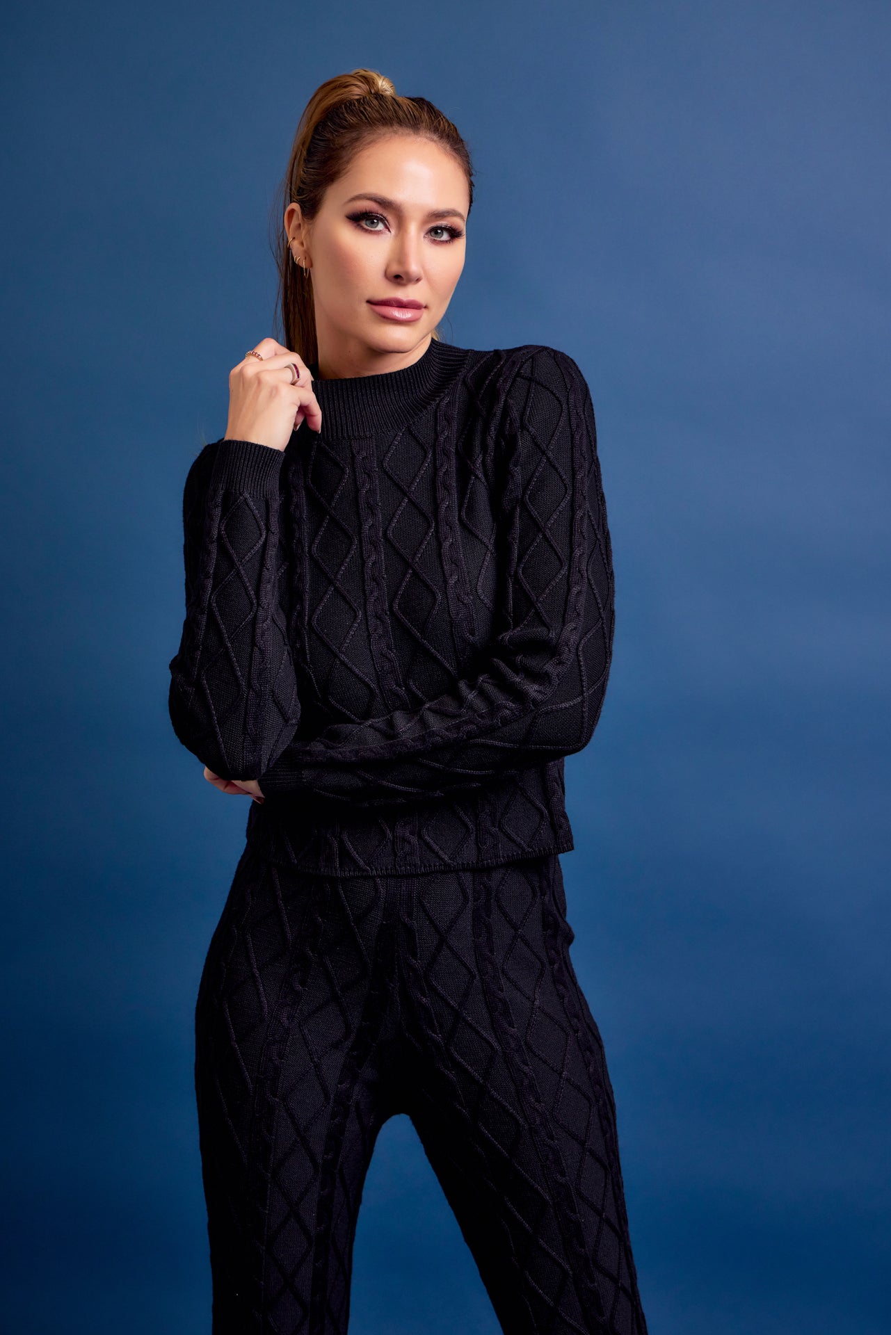 Catalina Cable Knit Long Sleeve Top and Pants Set