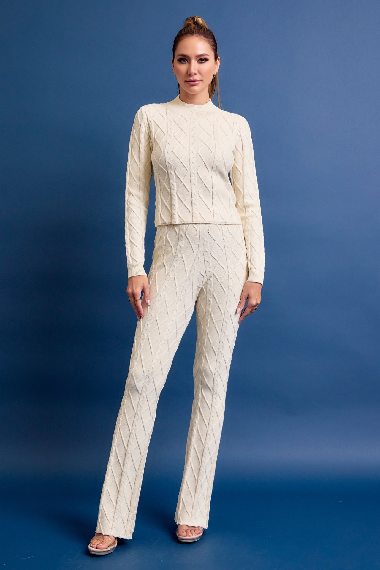 Catalina Cable Knit Long Sleeve Top and Pants Set