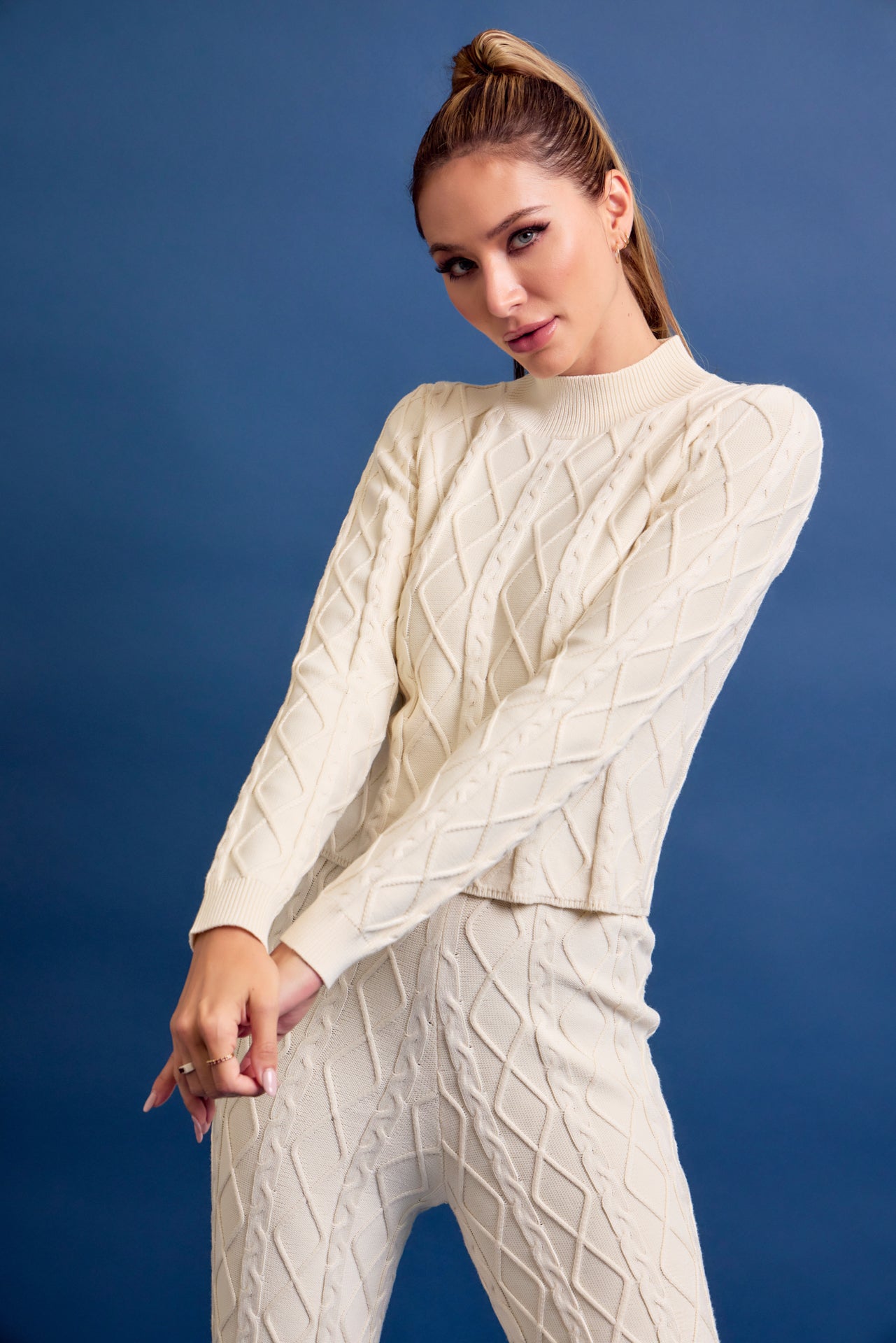 Catalina Cable Knit Long Sleeve Top and Pants Set