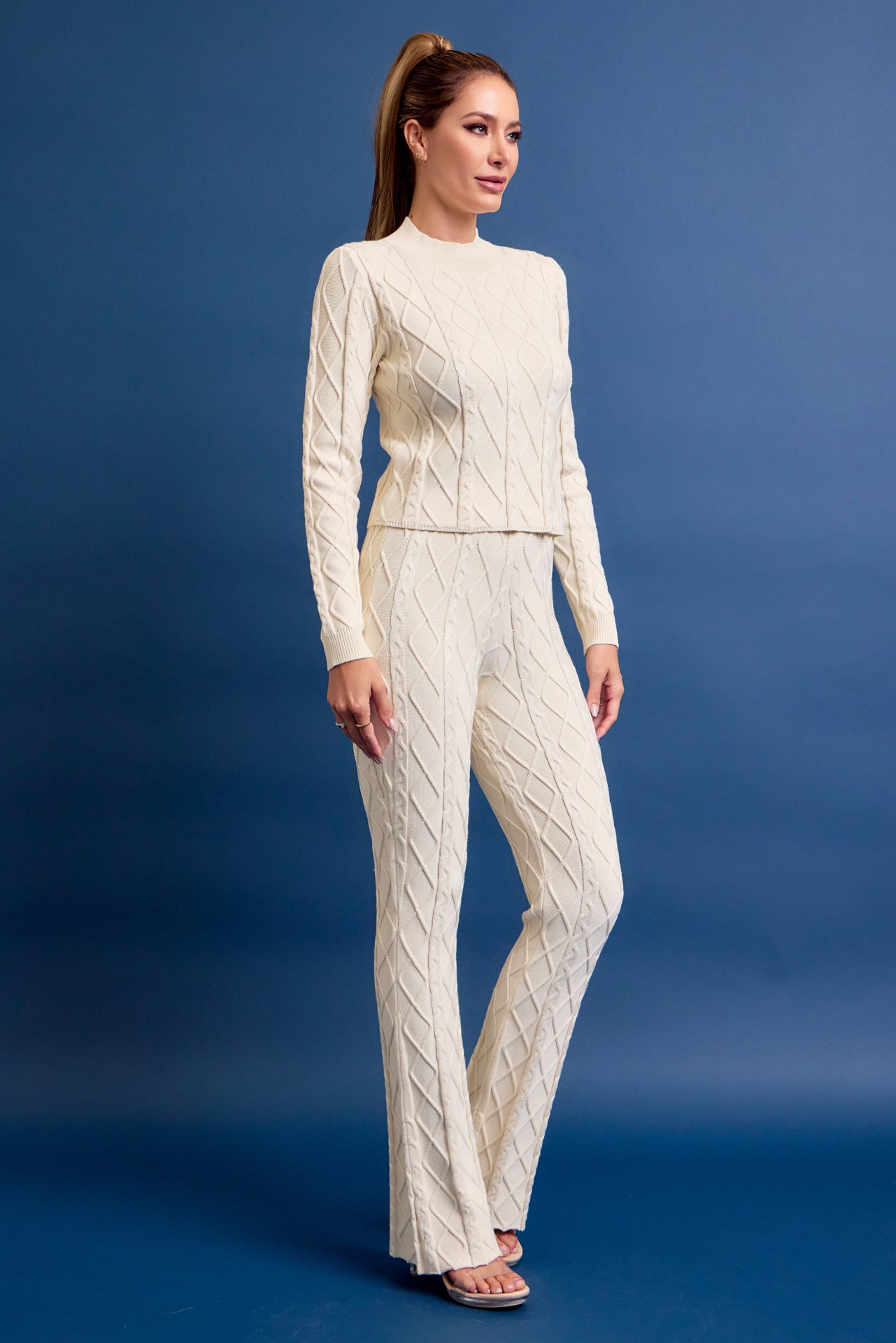 Catalina Cable Knit Long Sleeve Top and Pants Set