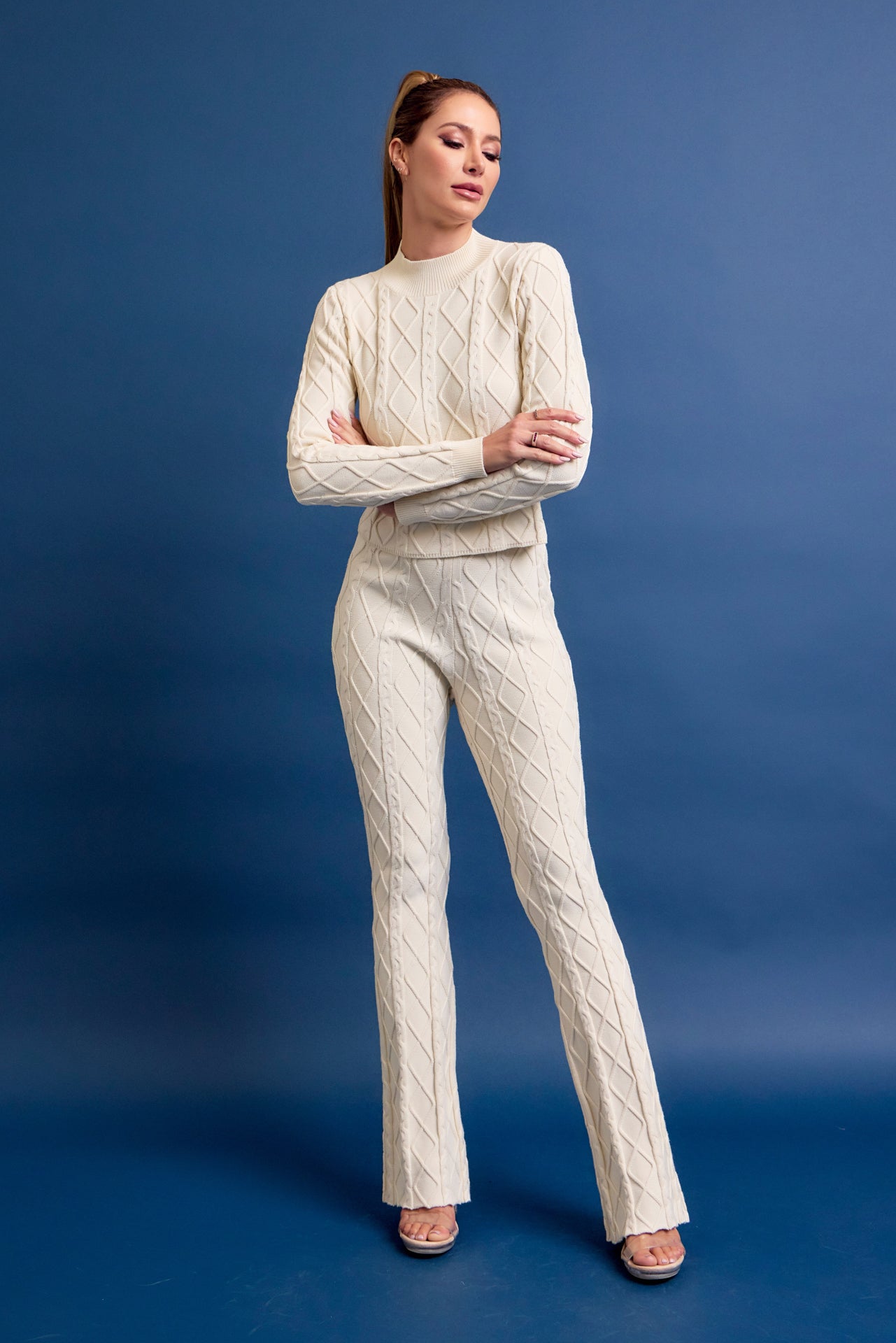 Catalina Cable Knit Long Sleeve Top and Pants Set