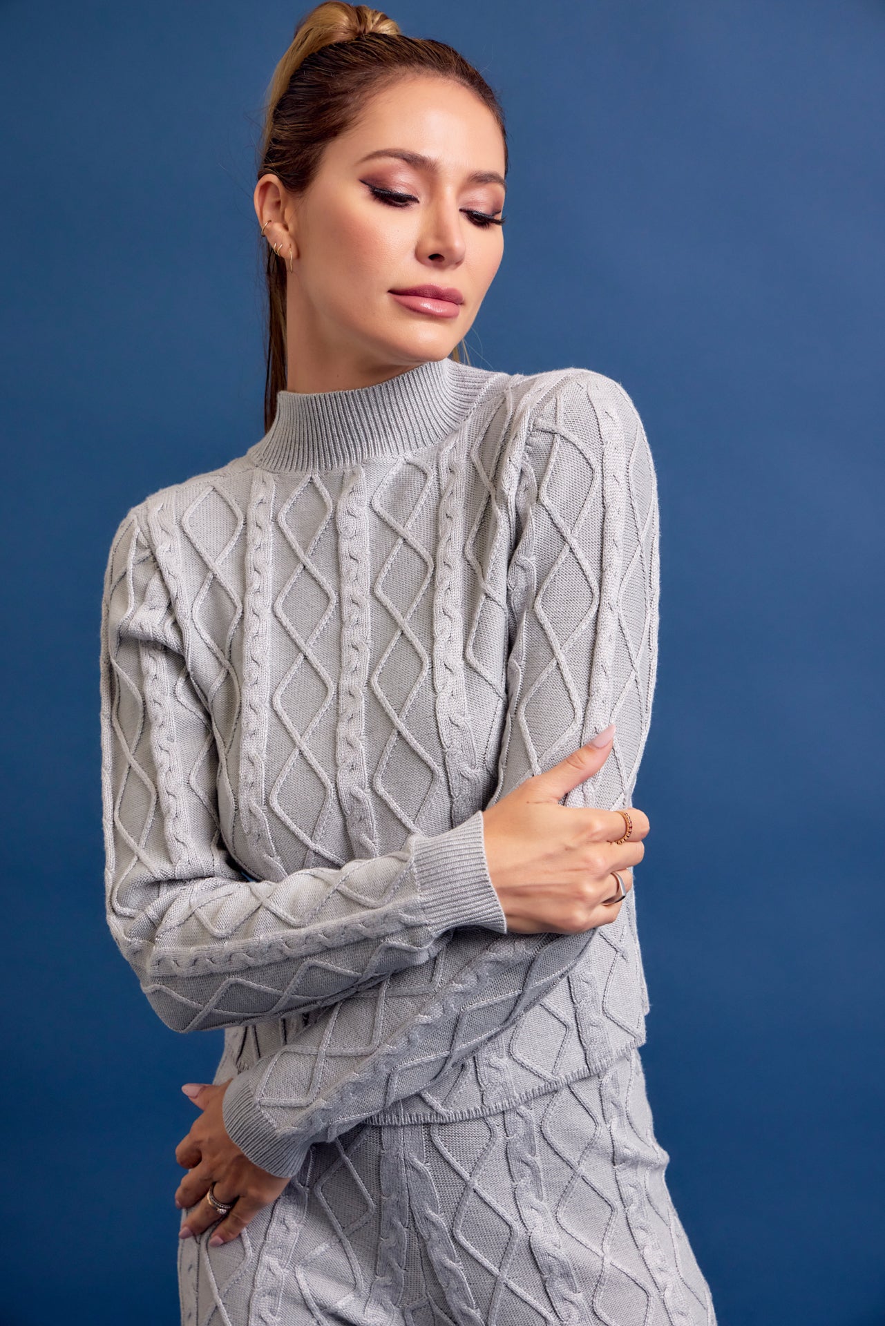 Catalina Cable Knit Long Sleeve Top and Pants Set