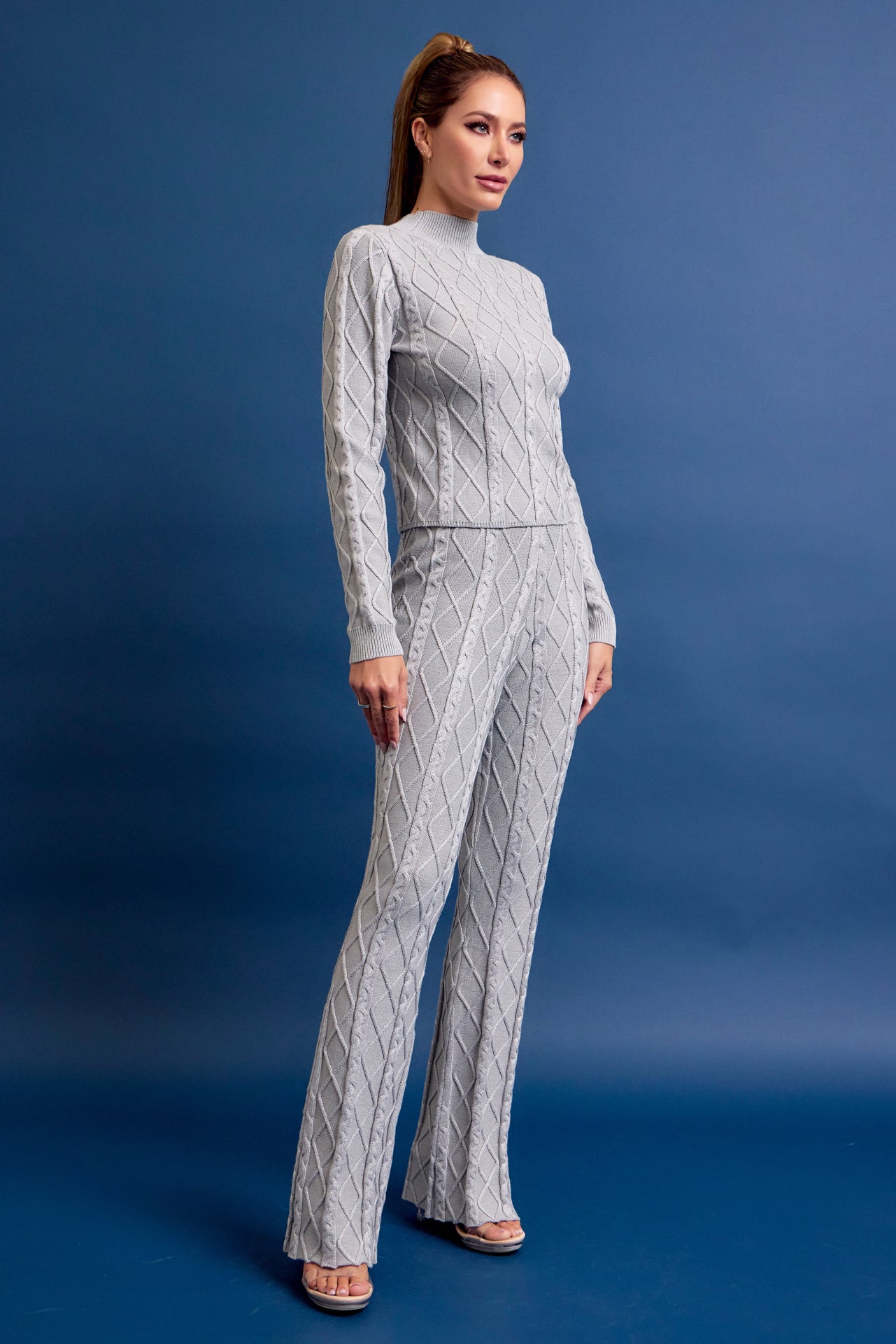 Catalina Cable Knit Long Sleeve Top and Pants Set