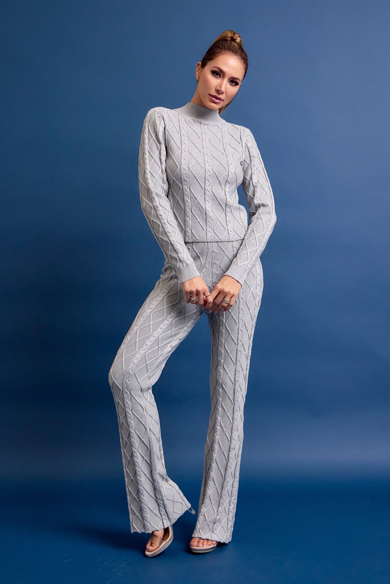 Catalina Cable Knit Long Sleeve Top and Pants Set