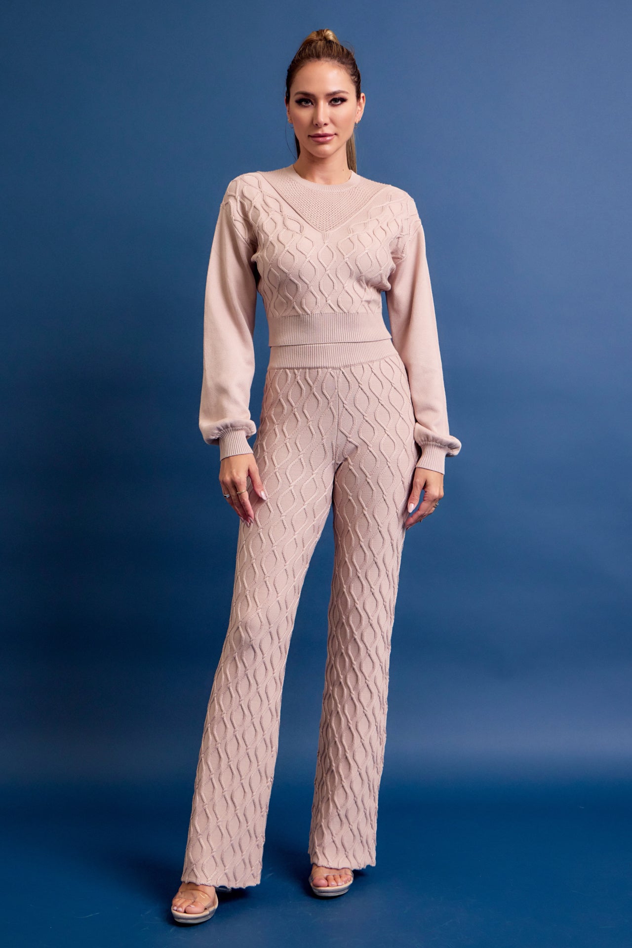 Nadine Cable Knit Top and Pants Set