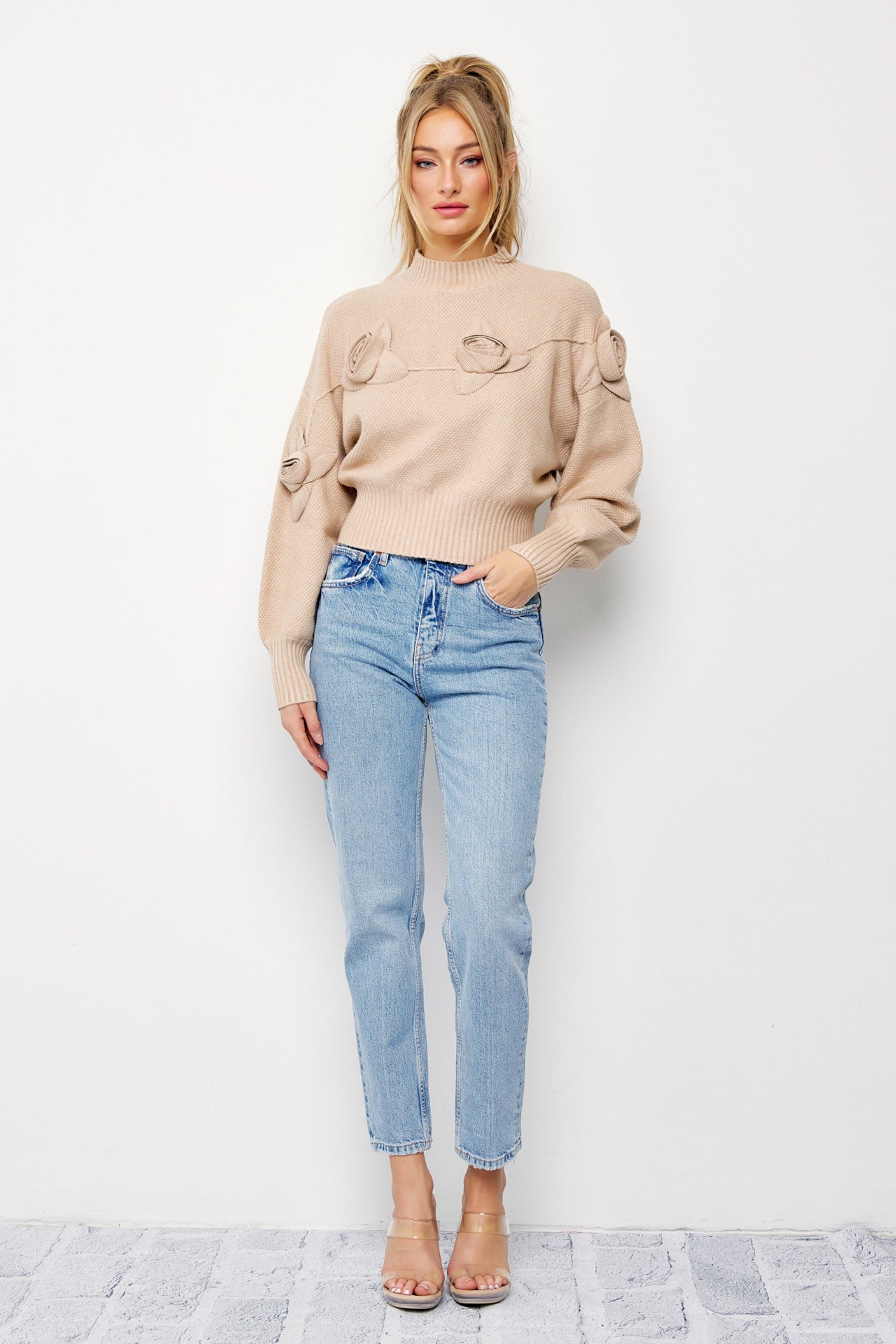 Rosy Reflections Mock Neck Sweater