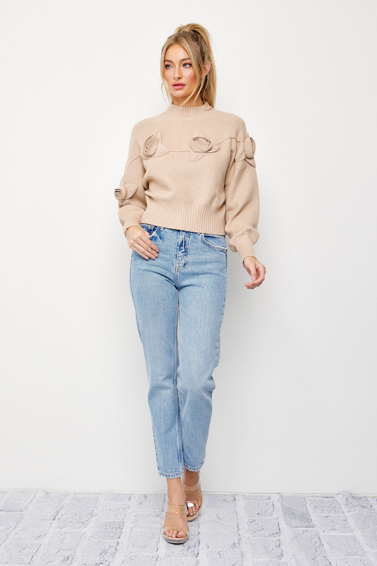 Rosy Reflections Mock Neck Sweater