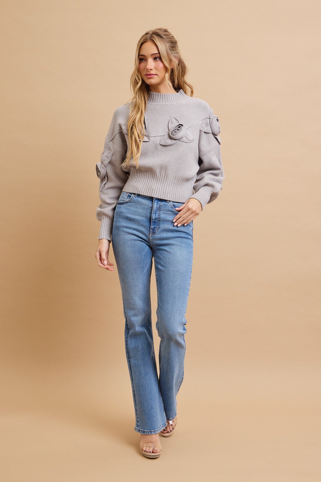 Rosy Reflections Mock Neck Sweater