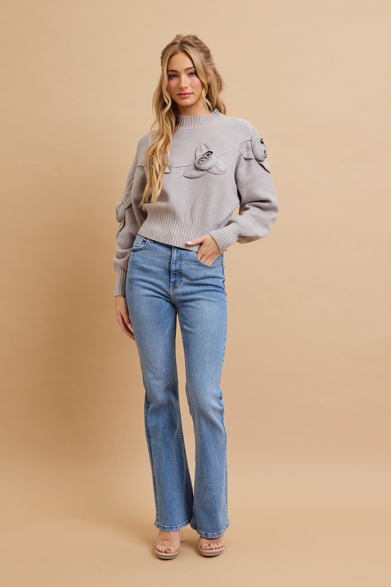 Rosy Reflections Mock Neck Sweater