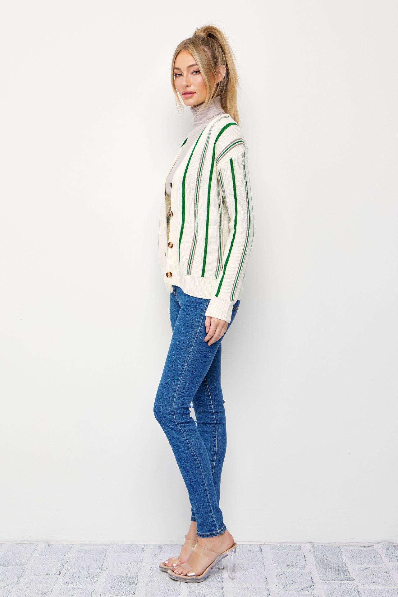 Classic Pinstripe Knit Cardigan