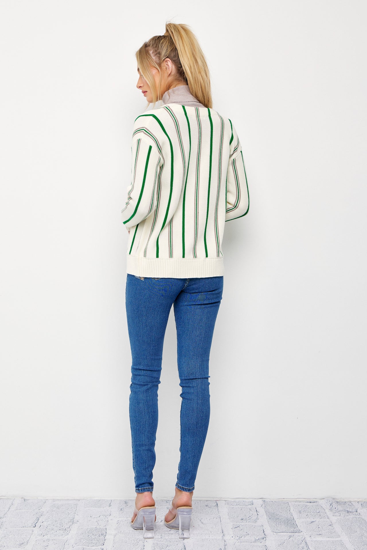 Classic Pinstripe Knit Cardigan