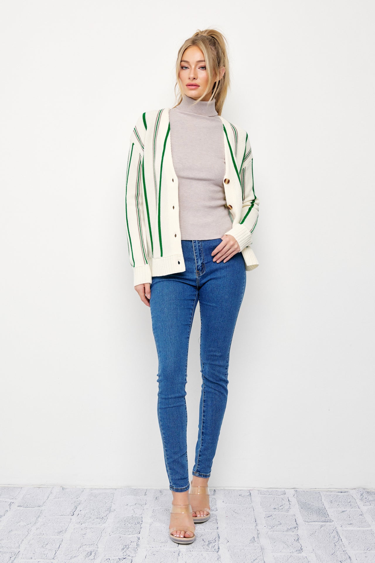 Classic Pinstripe Knit Cardigan