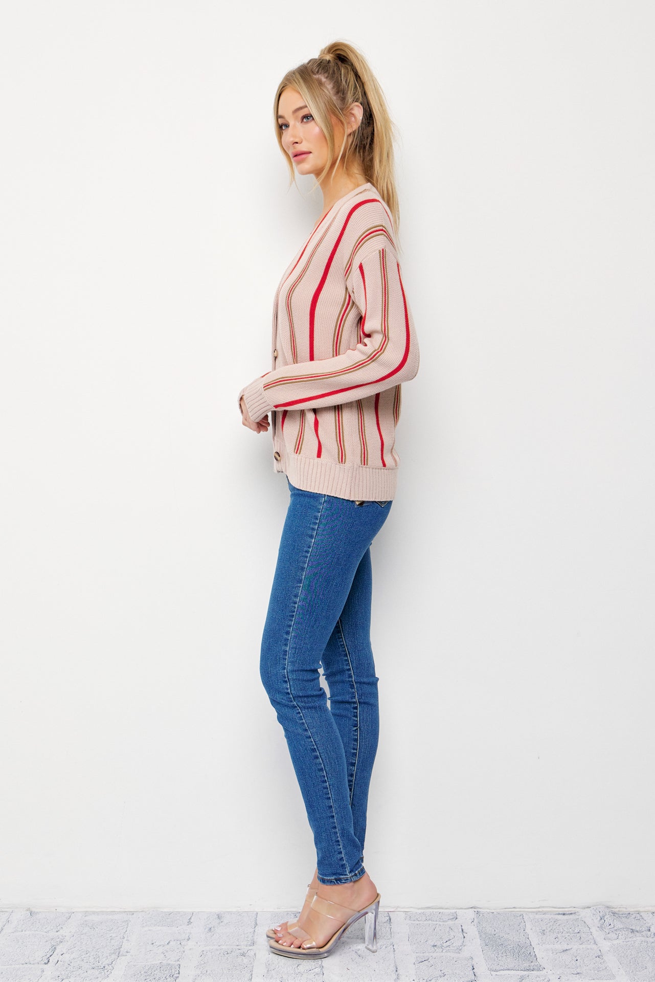 Classic Pinstripe Knit Cardigan