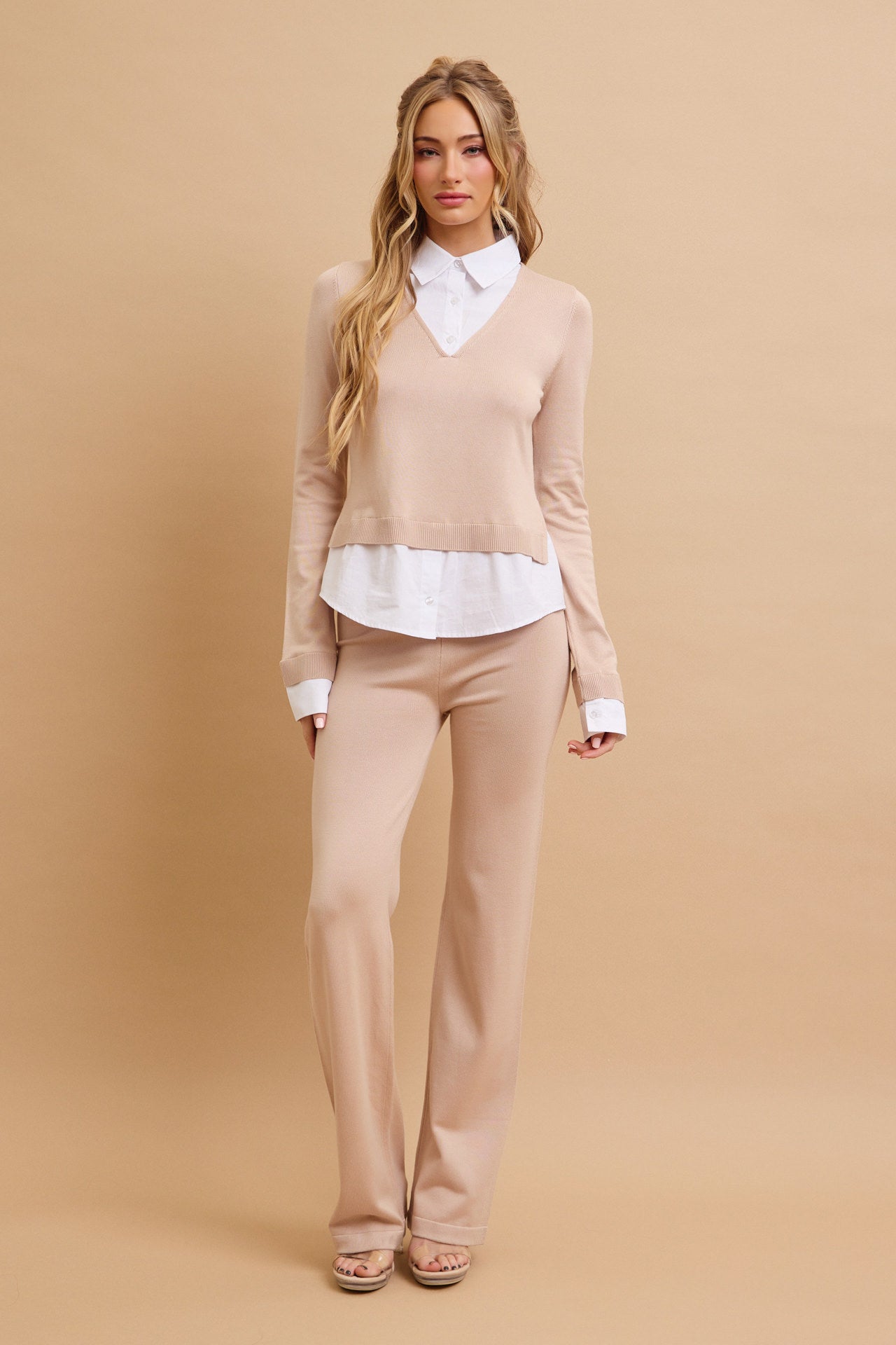 Sadie Knit Long Slv with Peek-A-Boo Shirt and Pants Set