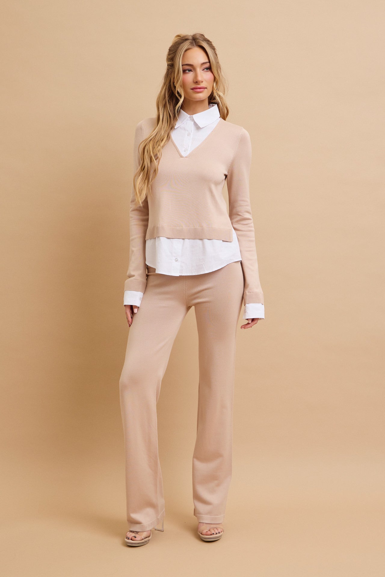 Sadie Knit Long Slv with Peek-A-Boo Shirt and Pants Set