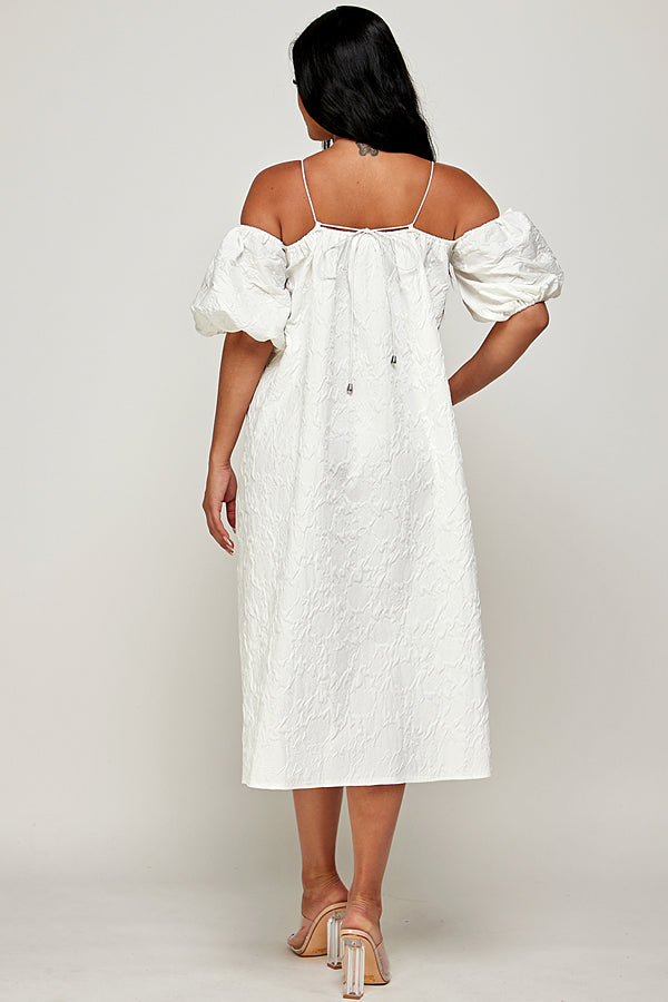 Off Shoulder Solid Midi Dress