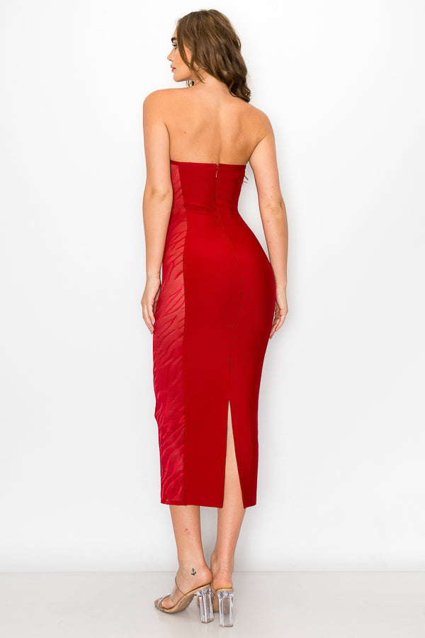 Off Shoulder Bandage Midi Dress