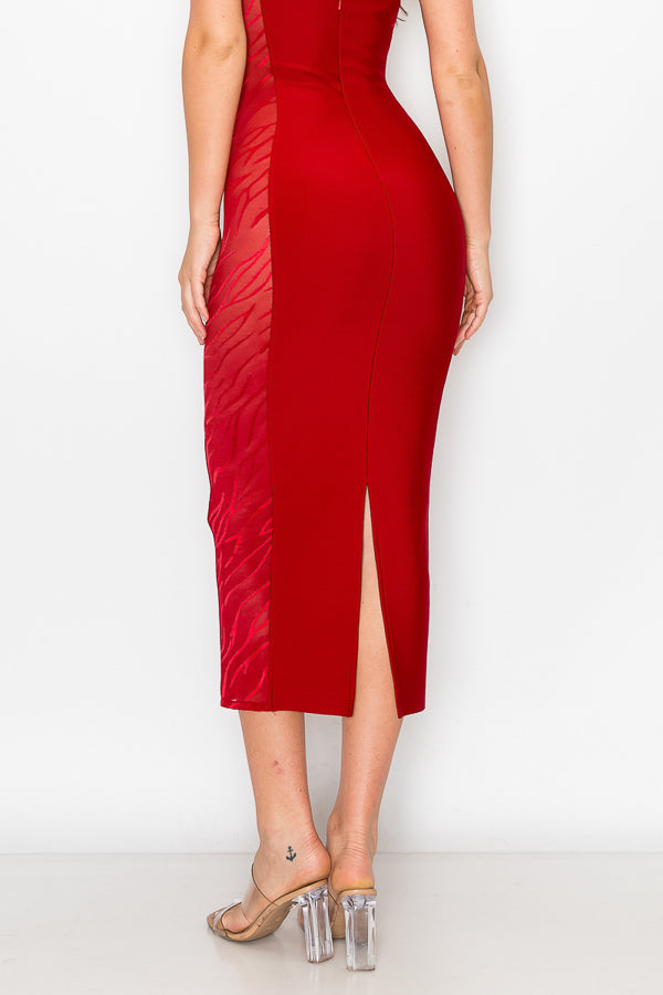 Off Shoulder Bandage Midi Dress