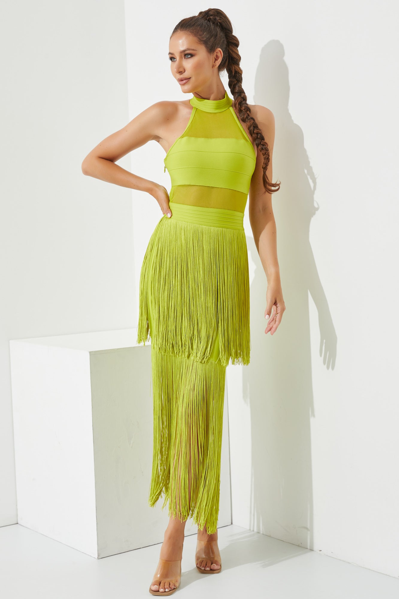 Bandage Halter Fringe Detail Dress