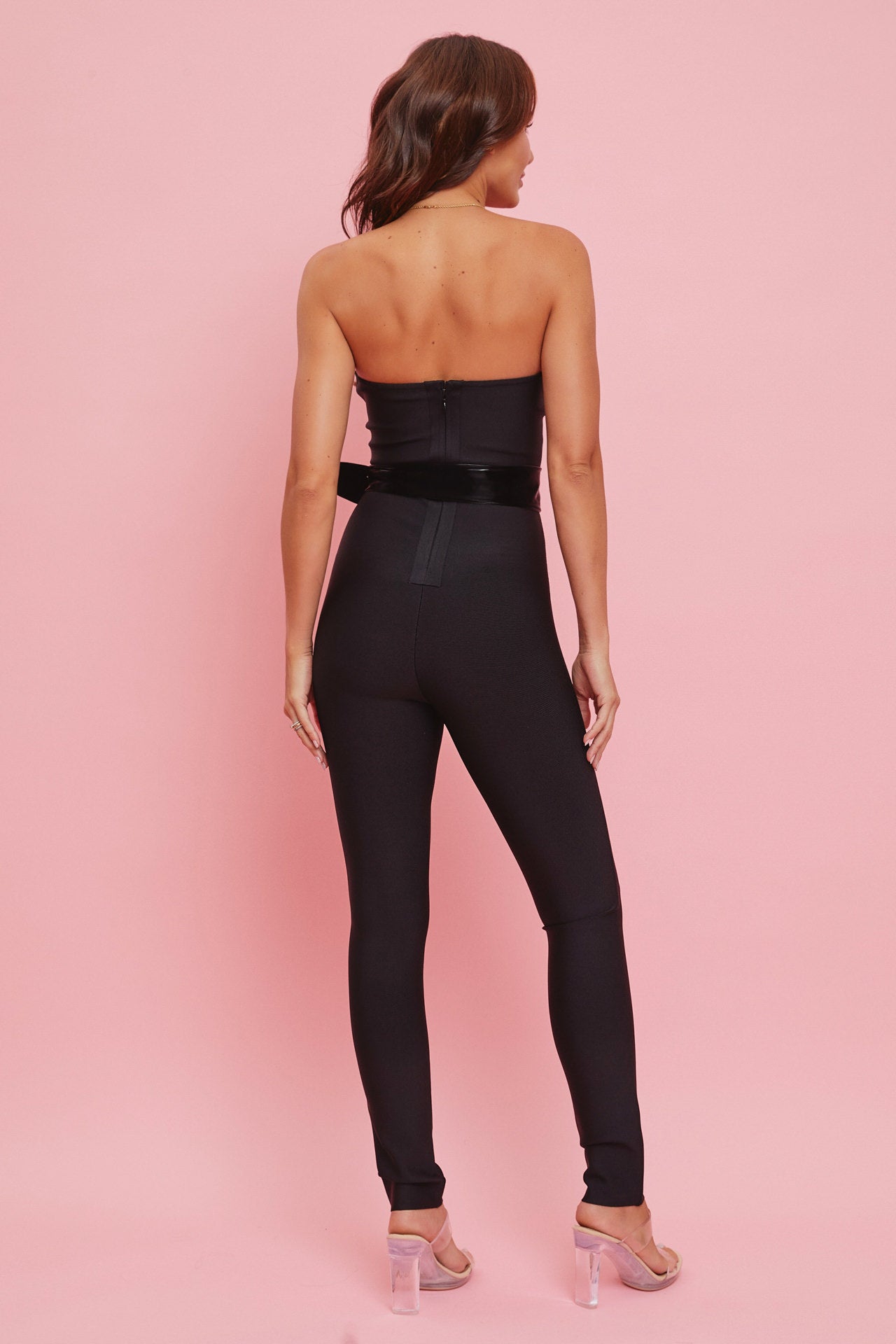 Bandage Accent Belt Tube Jumpsuit