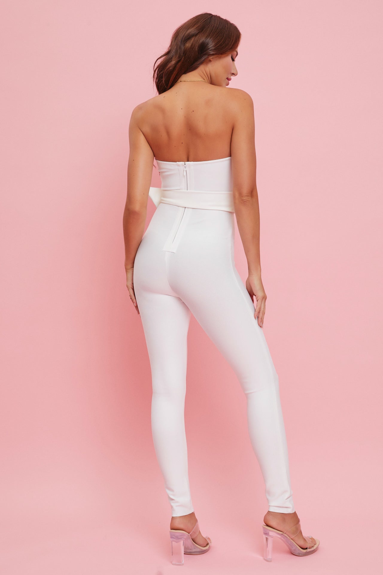 Bandage Accent Belt Tube Jumpsuit