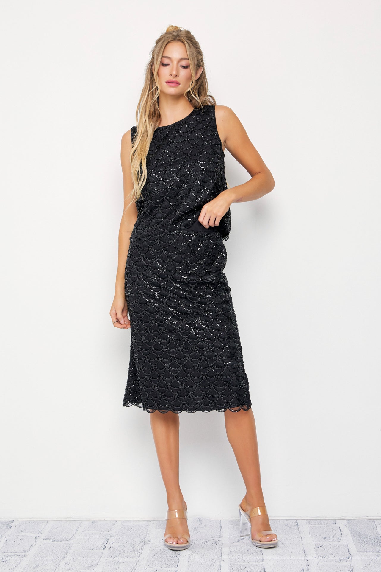 Rhea Beaded Midi Skirt