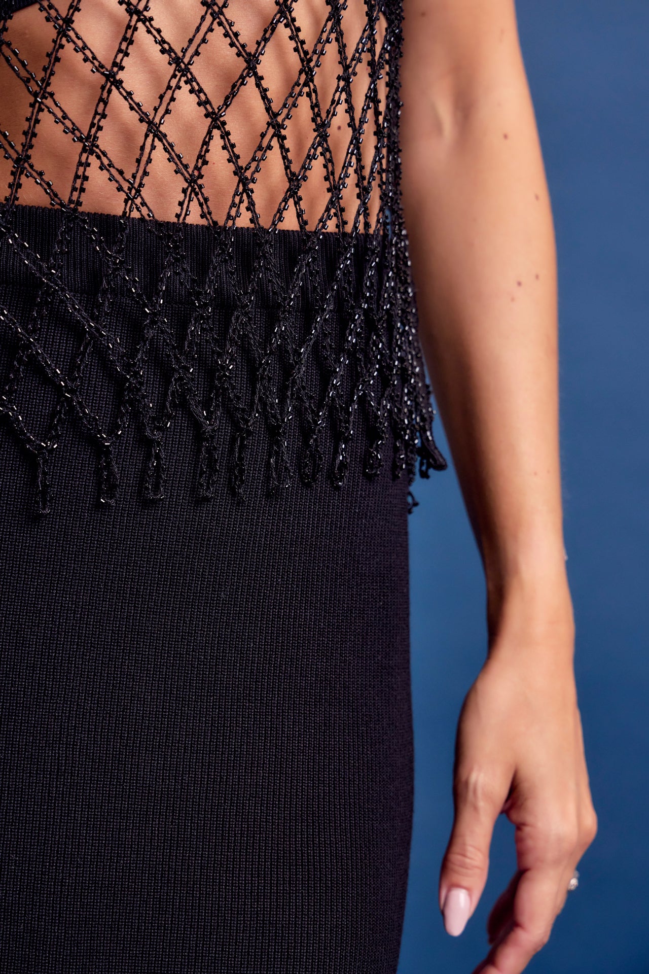 Cleone Beaded Net Tank Top