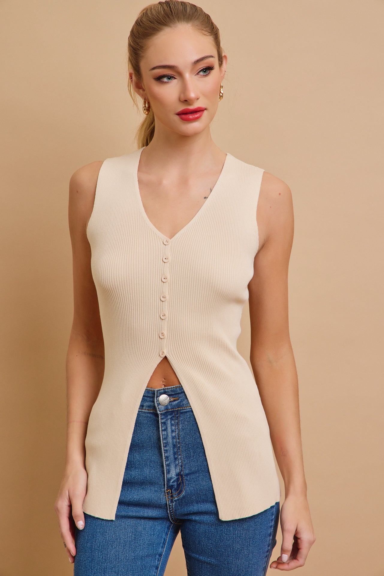 Effortless Sleeveless Ribbed Knit Top